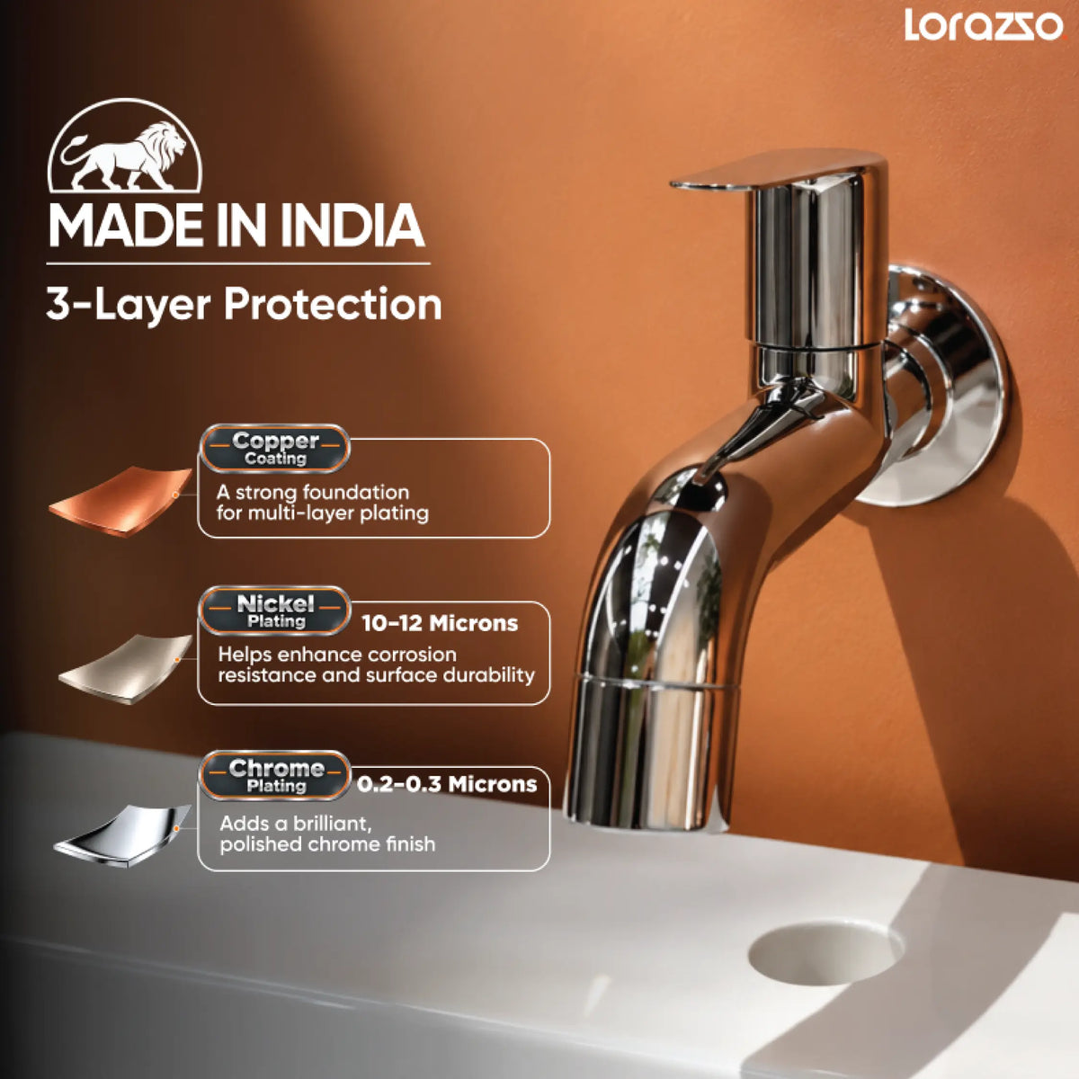 Rivo Long Body Tap with Flange - Wall Mount Tap
