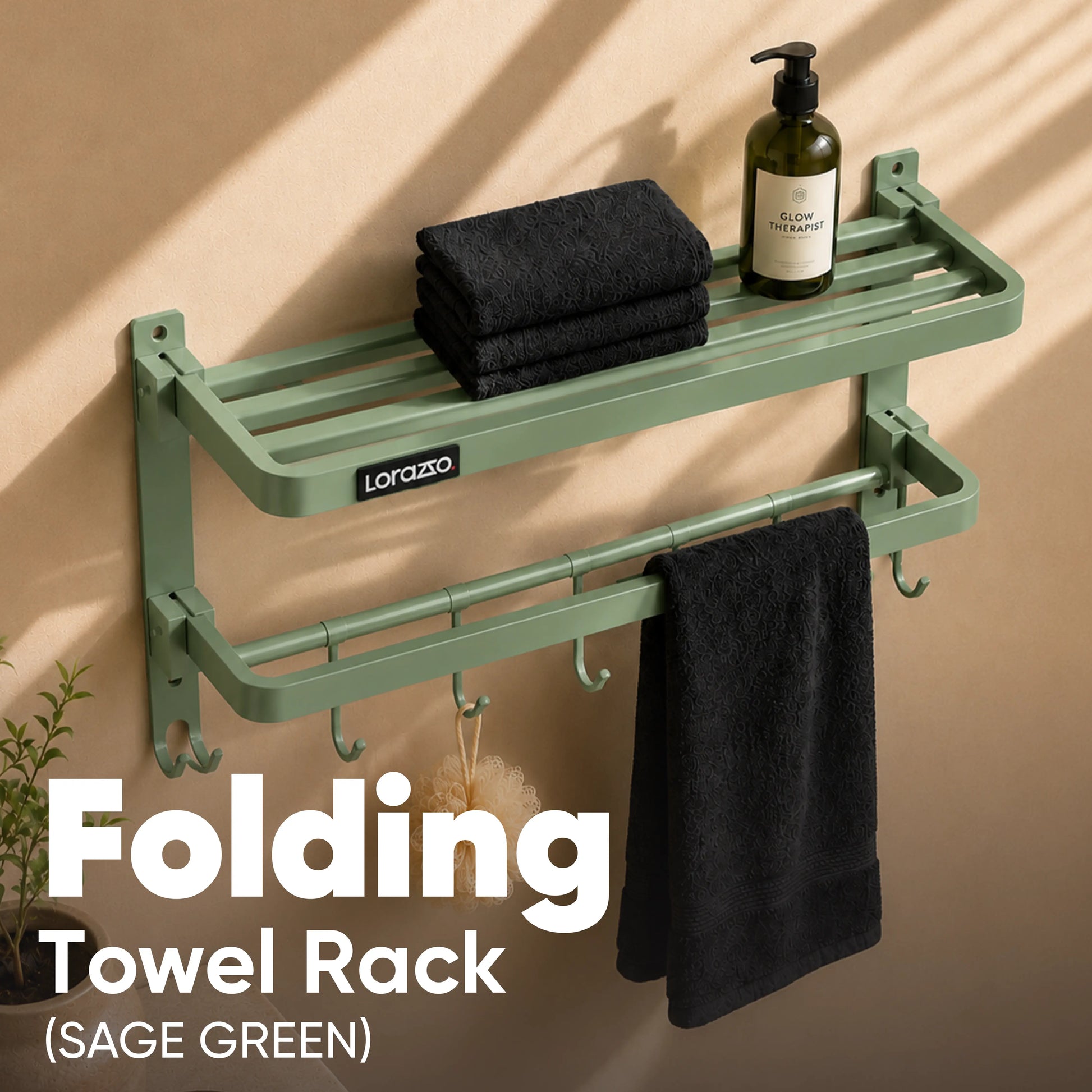 Folding Towel Rack – 24 Inch | Sage Green