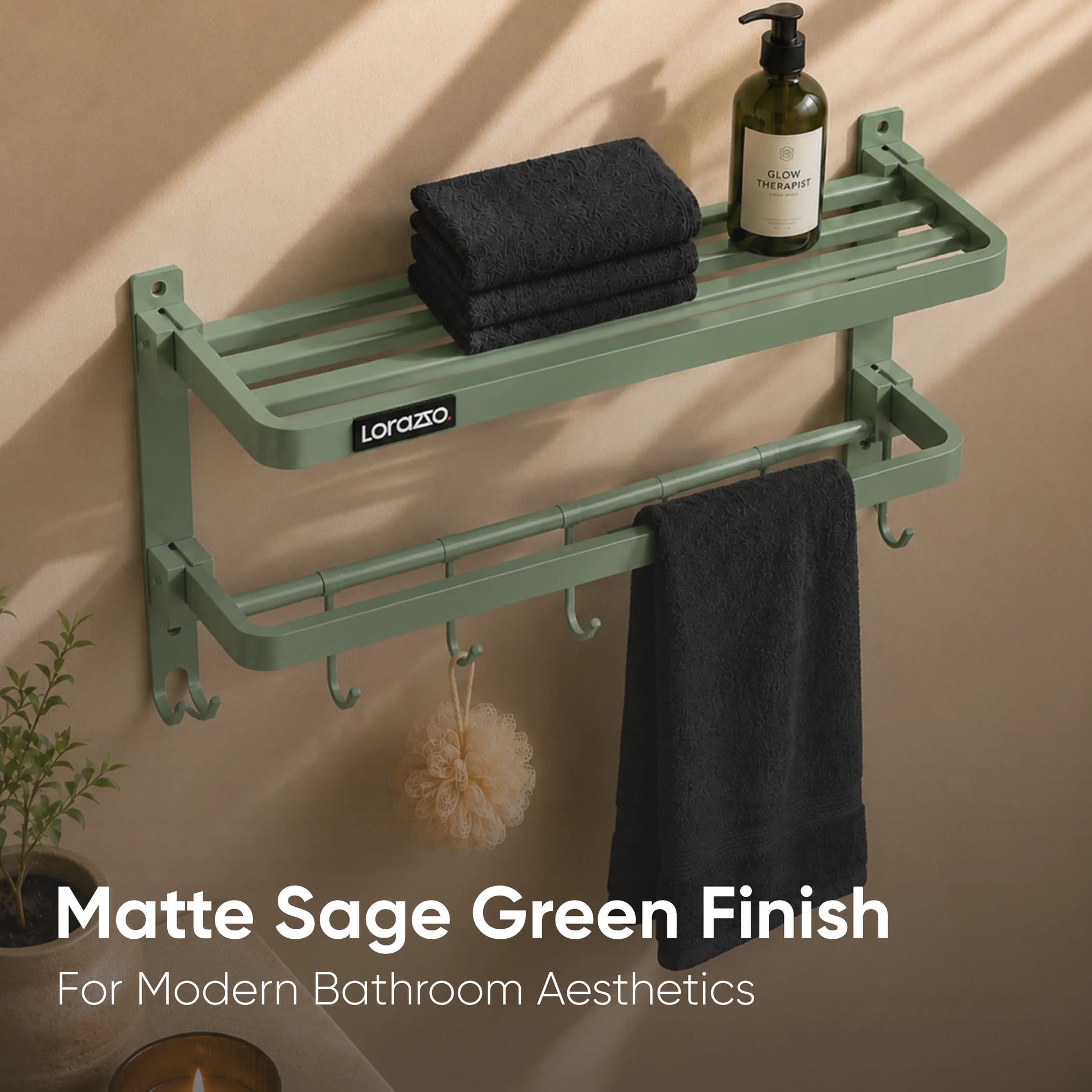 Folding Towel Rack – 24 Inch | Sage Green