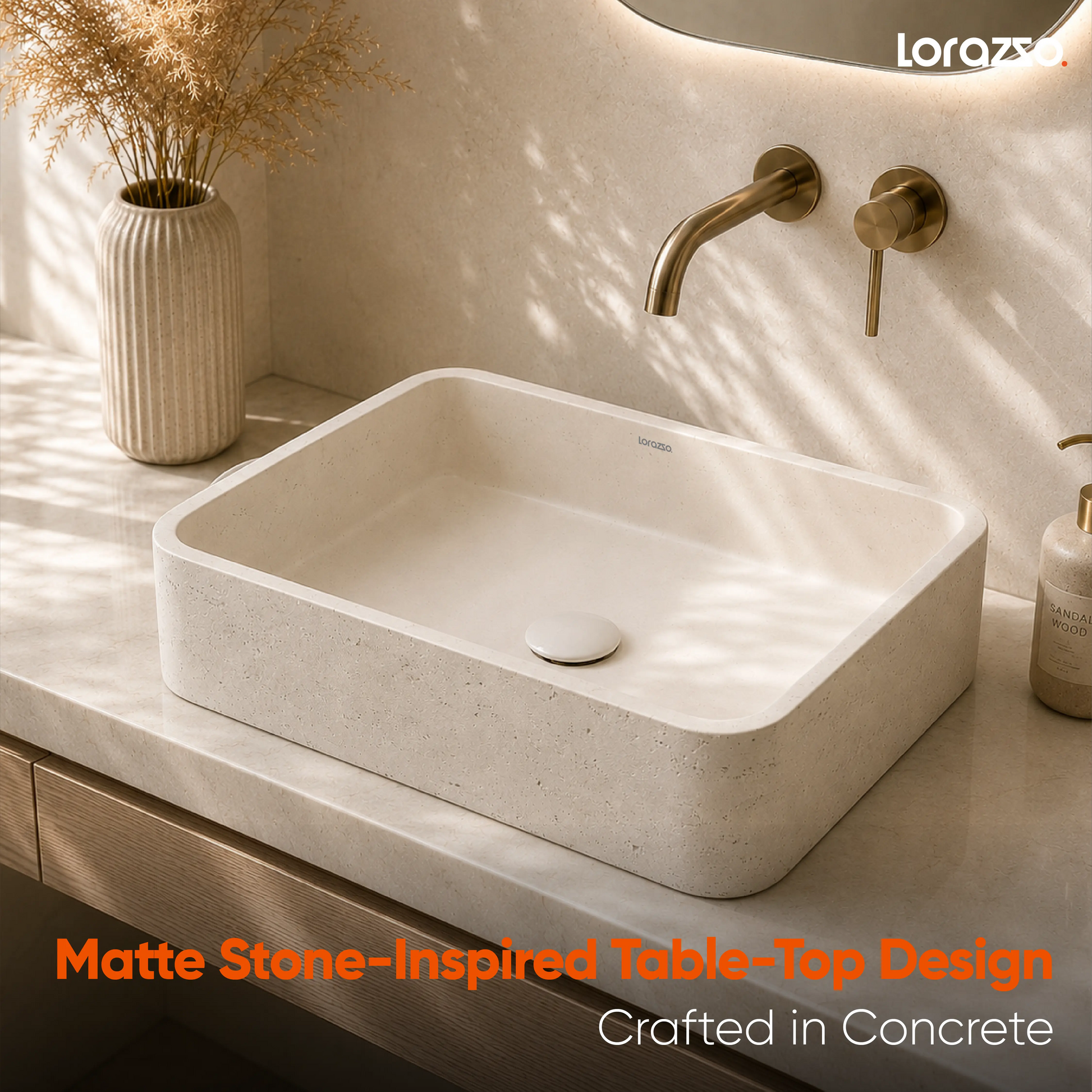 Terra Matte Stone Table Top Wash Basin (613x385x157 mm)