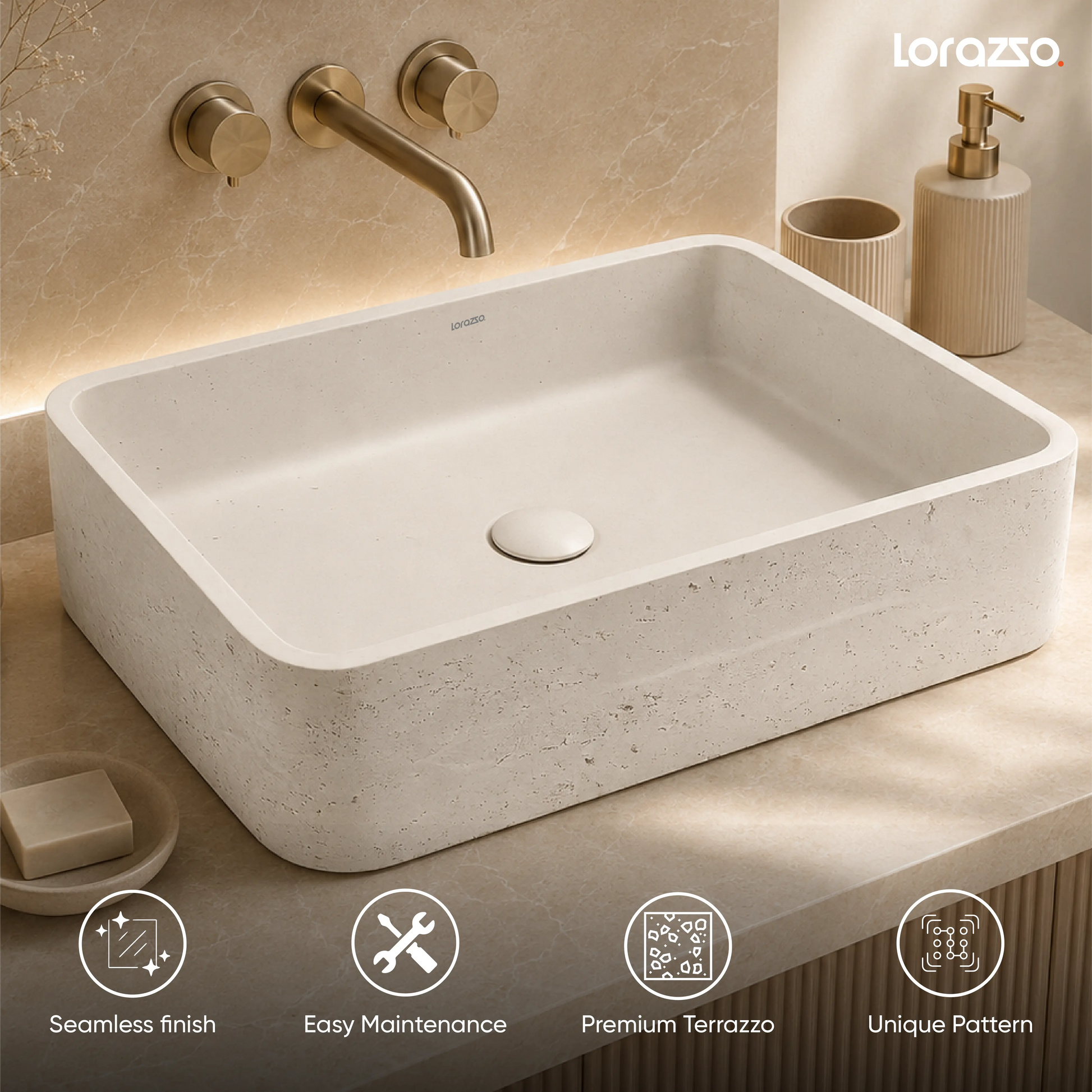 Terra Matte Stone Table Top Wash Basin (613x385x157 mm)
