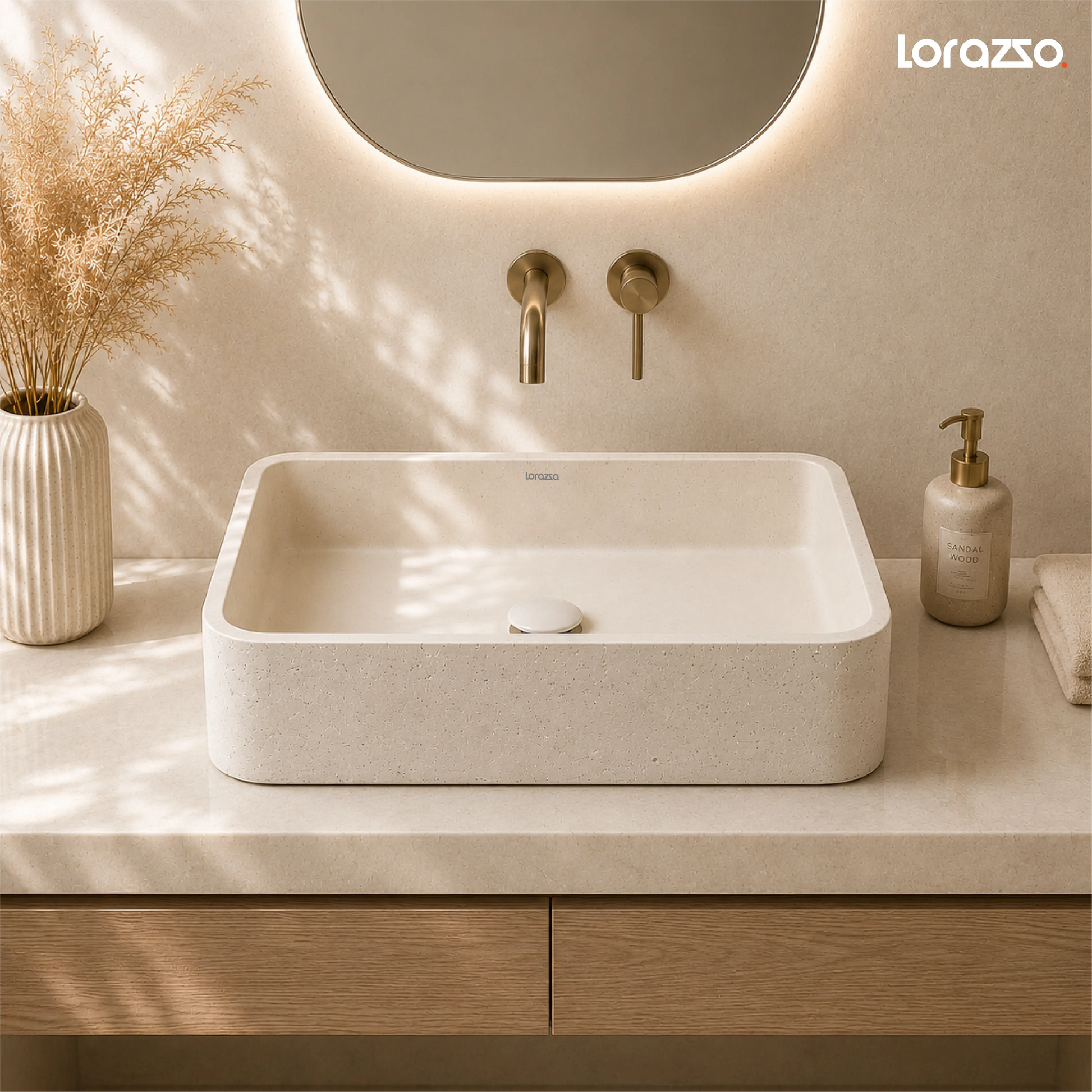 Terra Matte Stone Table Top Wash Basin (613x385x157 mm)