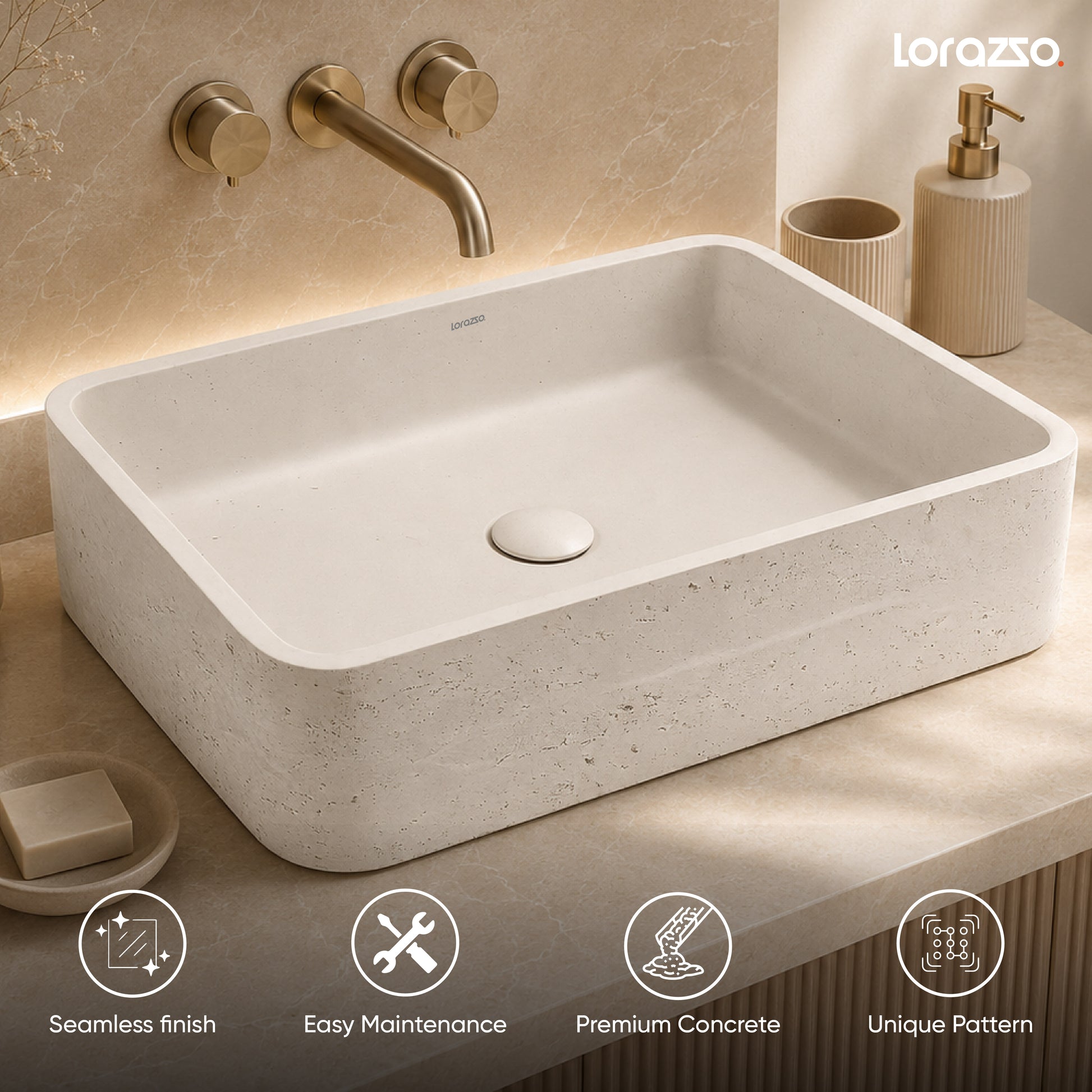 Terra Matte Stone Table Top Wash Basin (613x385x157 mm)