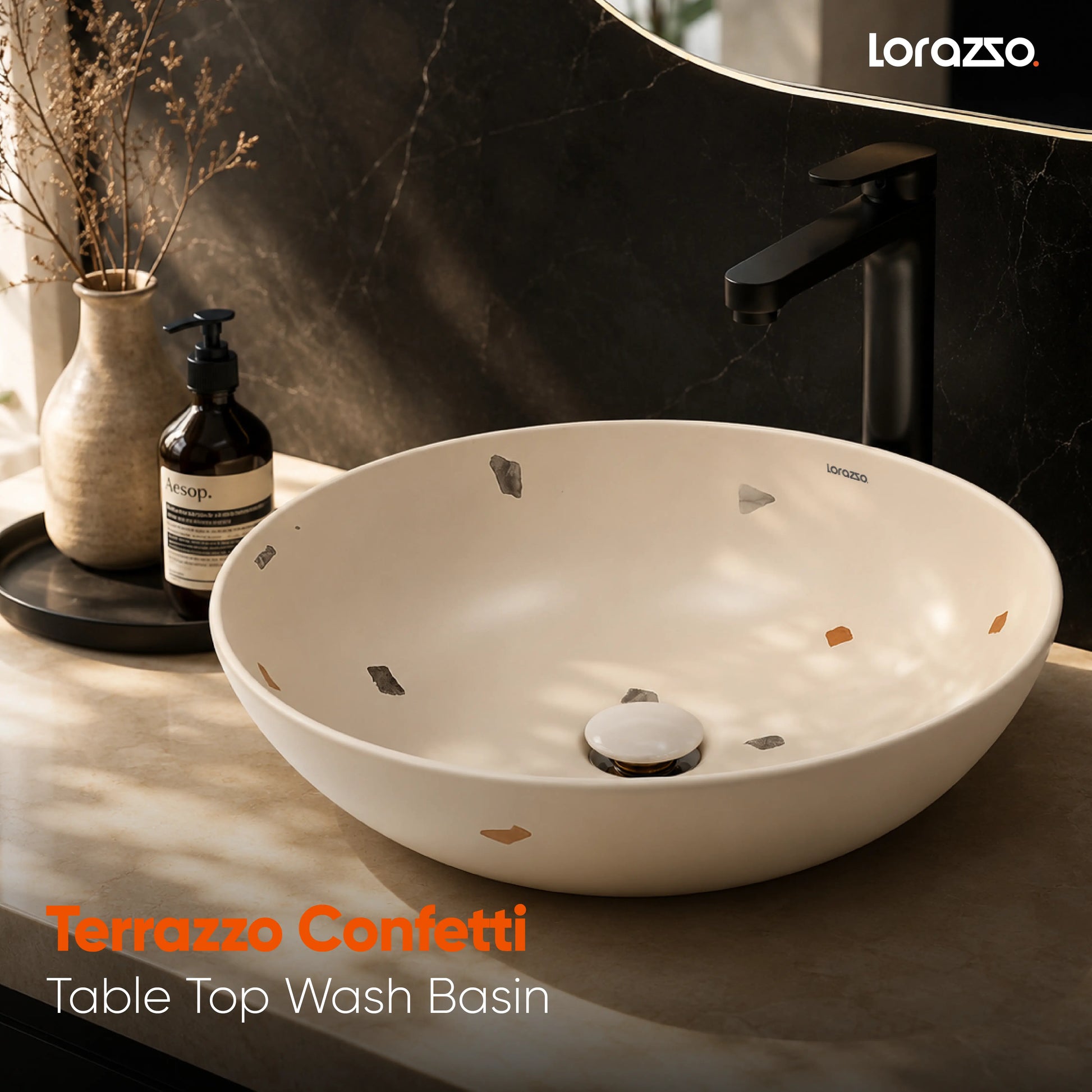 Terrazzo Confetti Table Top Wash Basin (405x405x120 mm)