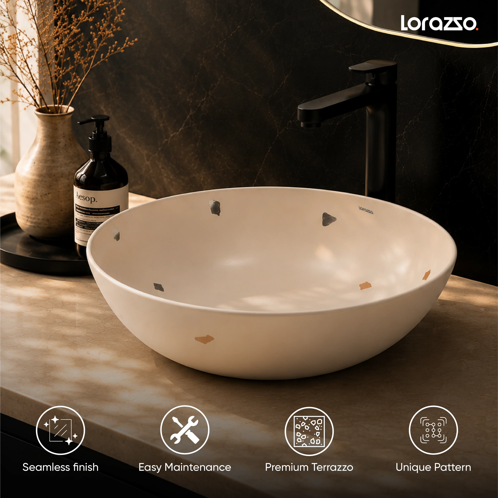 Terrazzo Confetti Table Top Wash Basin (405x405x120 mm)