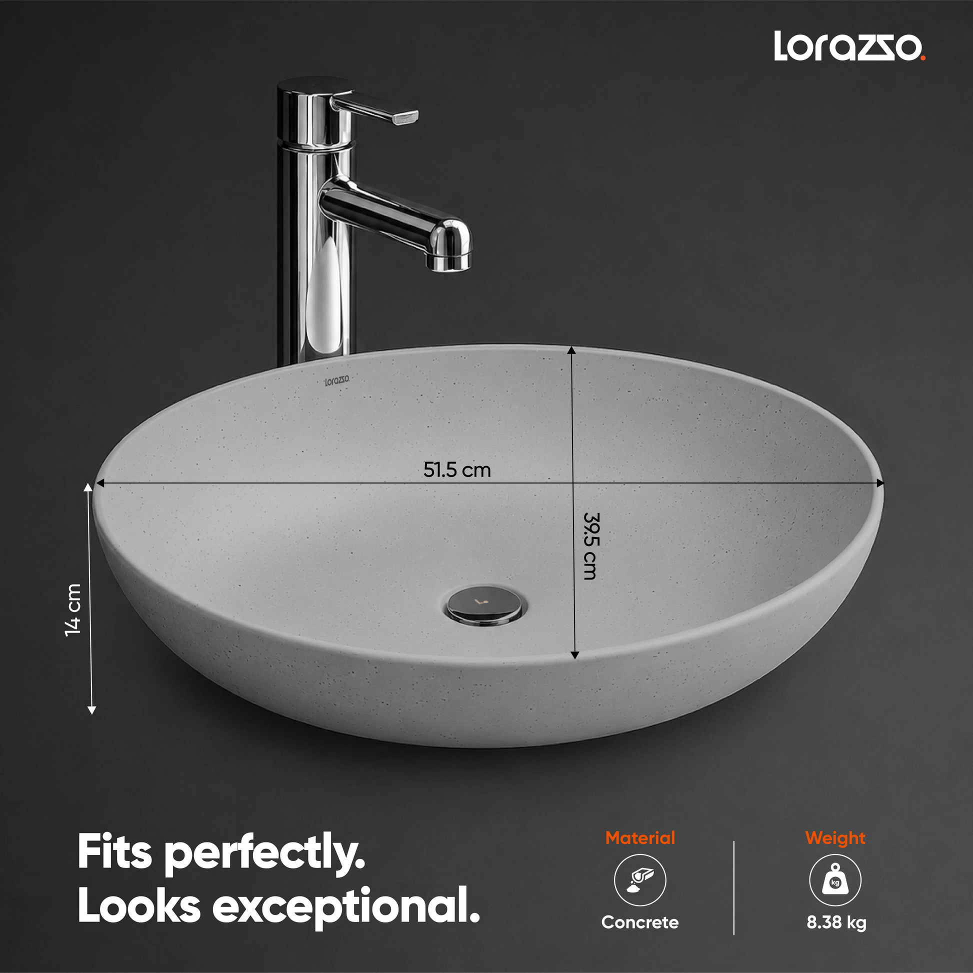 table top wash basin grey