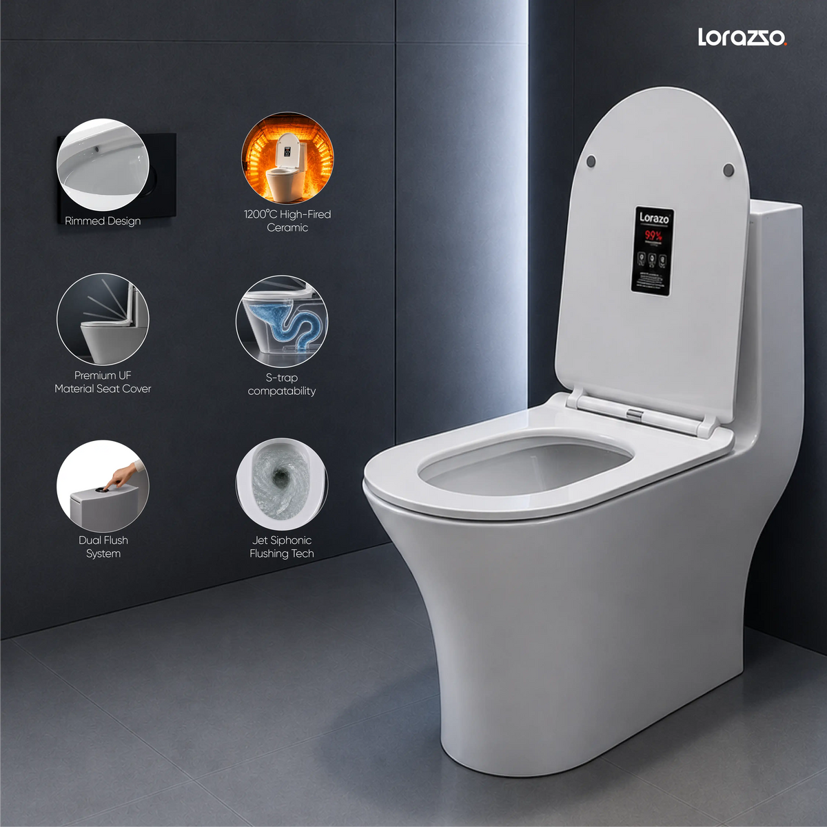 UNO™ One-Piece Commode (62 x 35 x 74cm)
