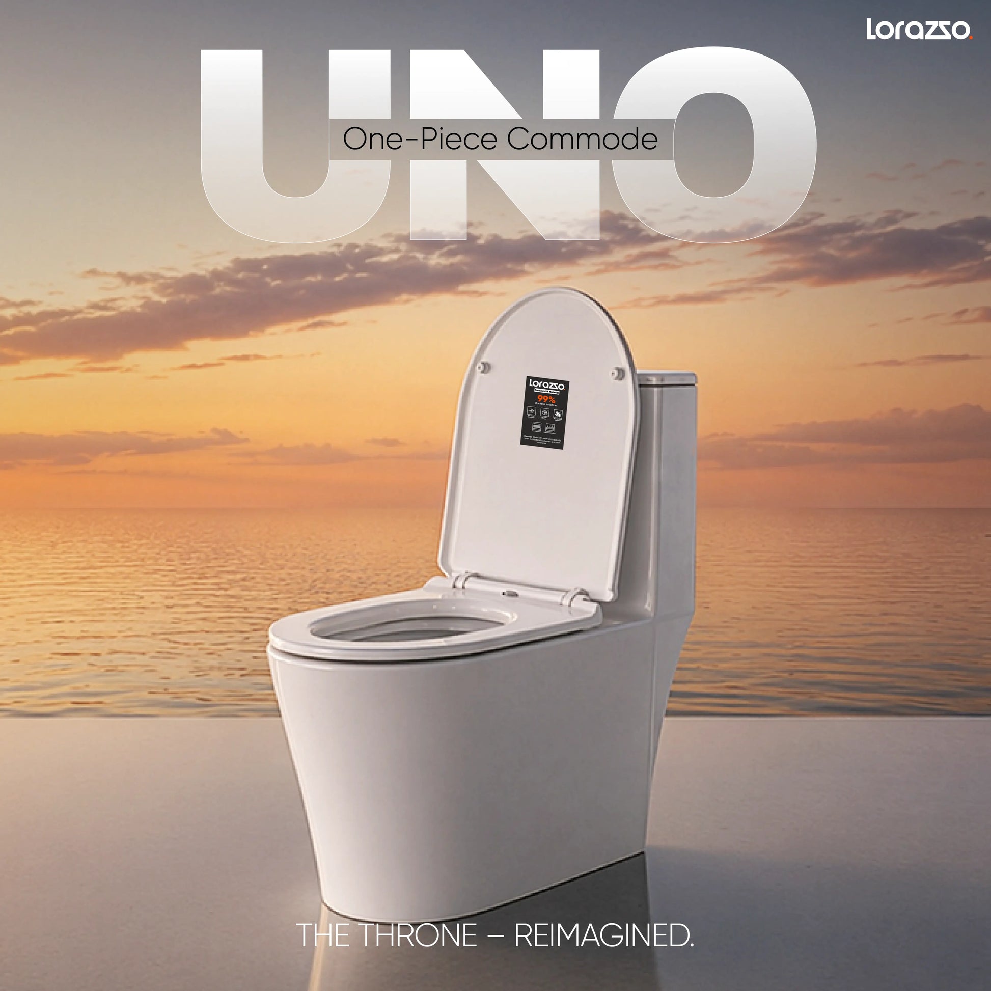 UNO™ One-Piece Ceramic Commode (62 × 36 × 74 cm)