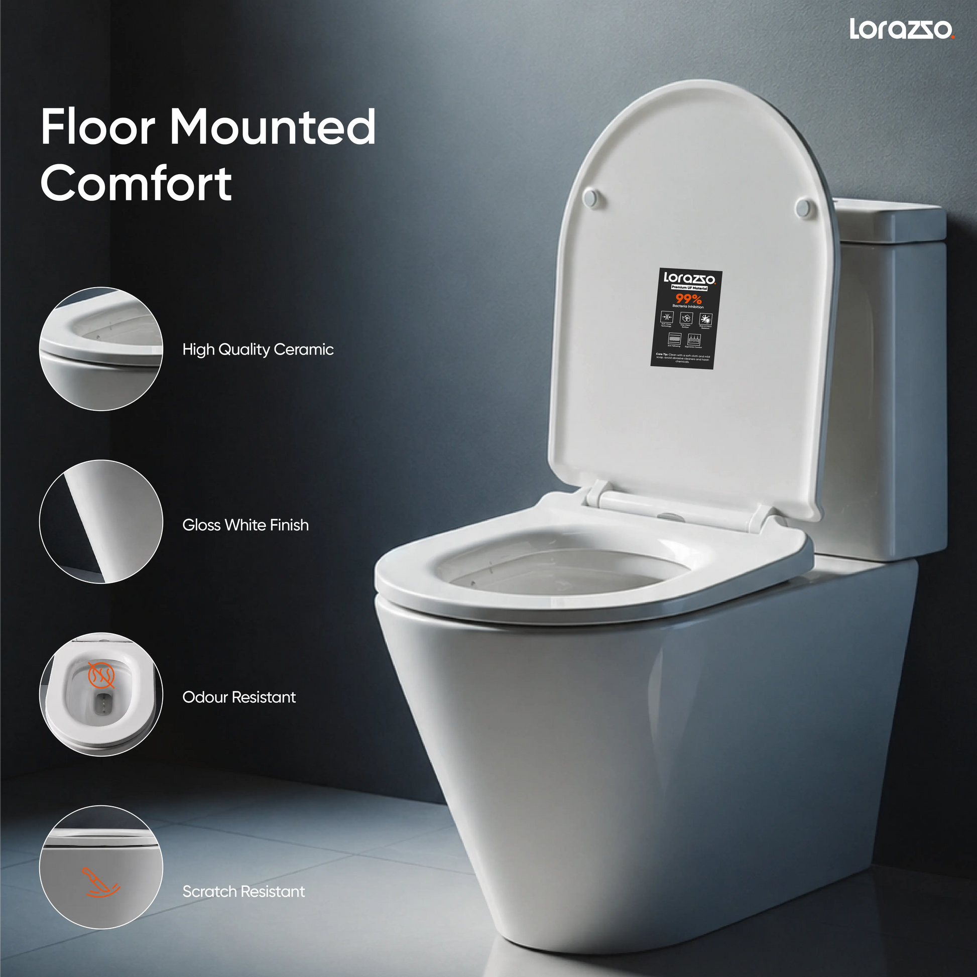 UNO™ One-Piece Ceramic Commode (62 × 36 × 74 cm)
