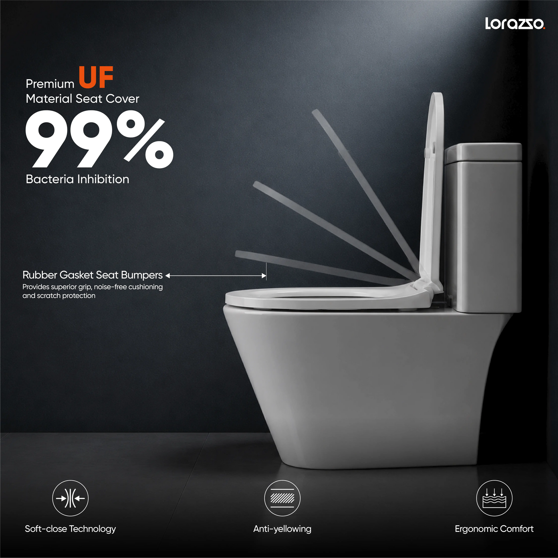 UNO™ One-Piece Ceramic Commode (62 × 36 × 74 cm)