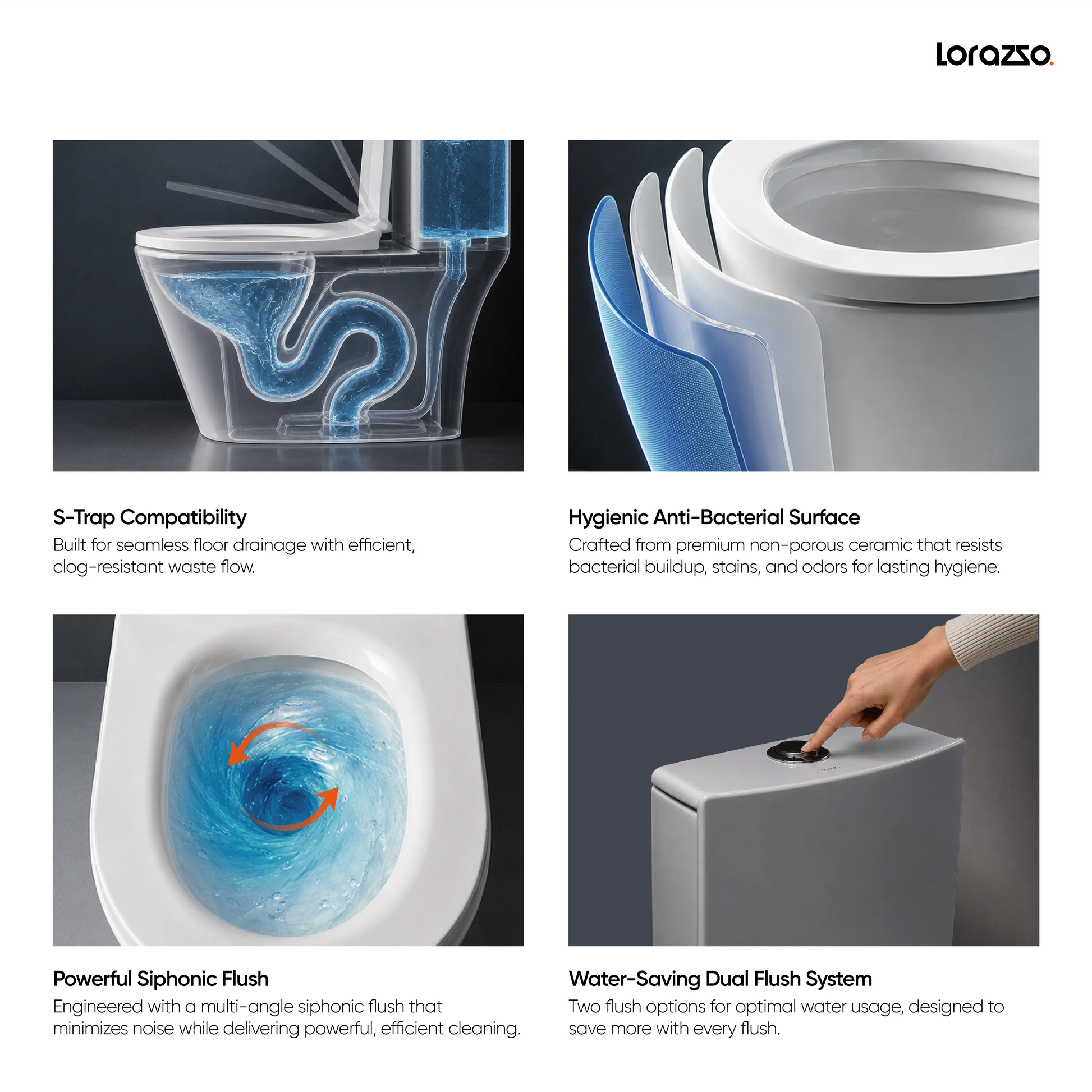 UNO™ One-Piece Ceramic Commode (62 × 36 × 74 cm)