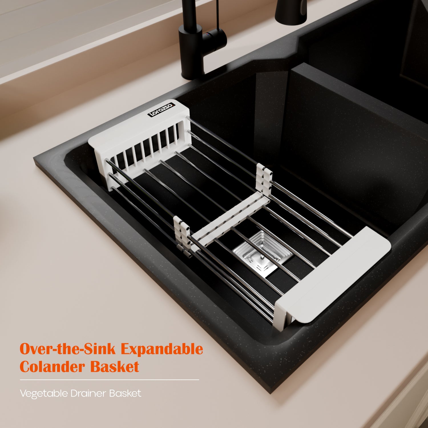Over-the-Sink Expandable Colander Basket