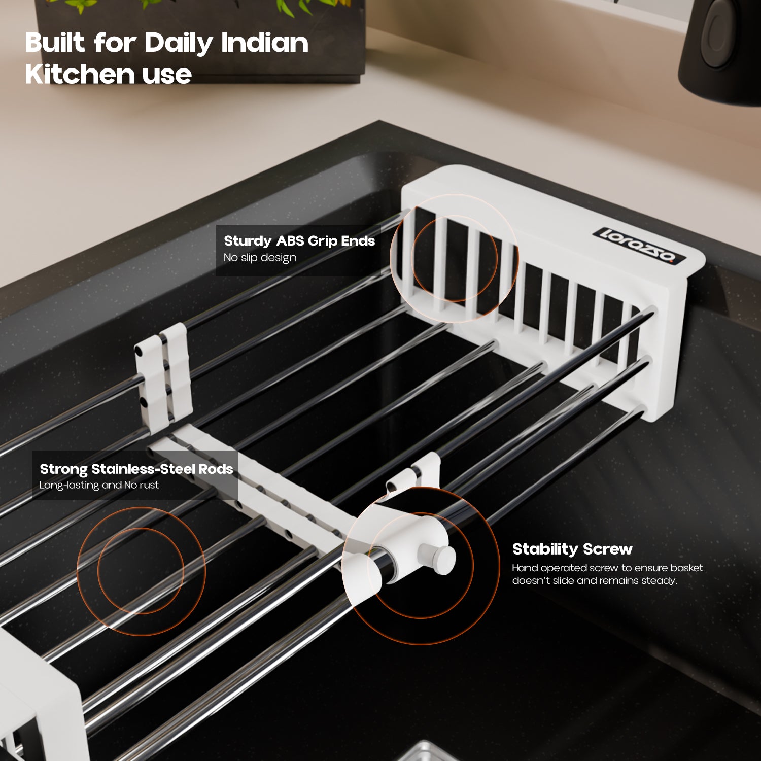 Over-the-Sink Expandable Colander Basket