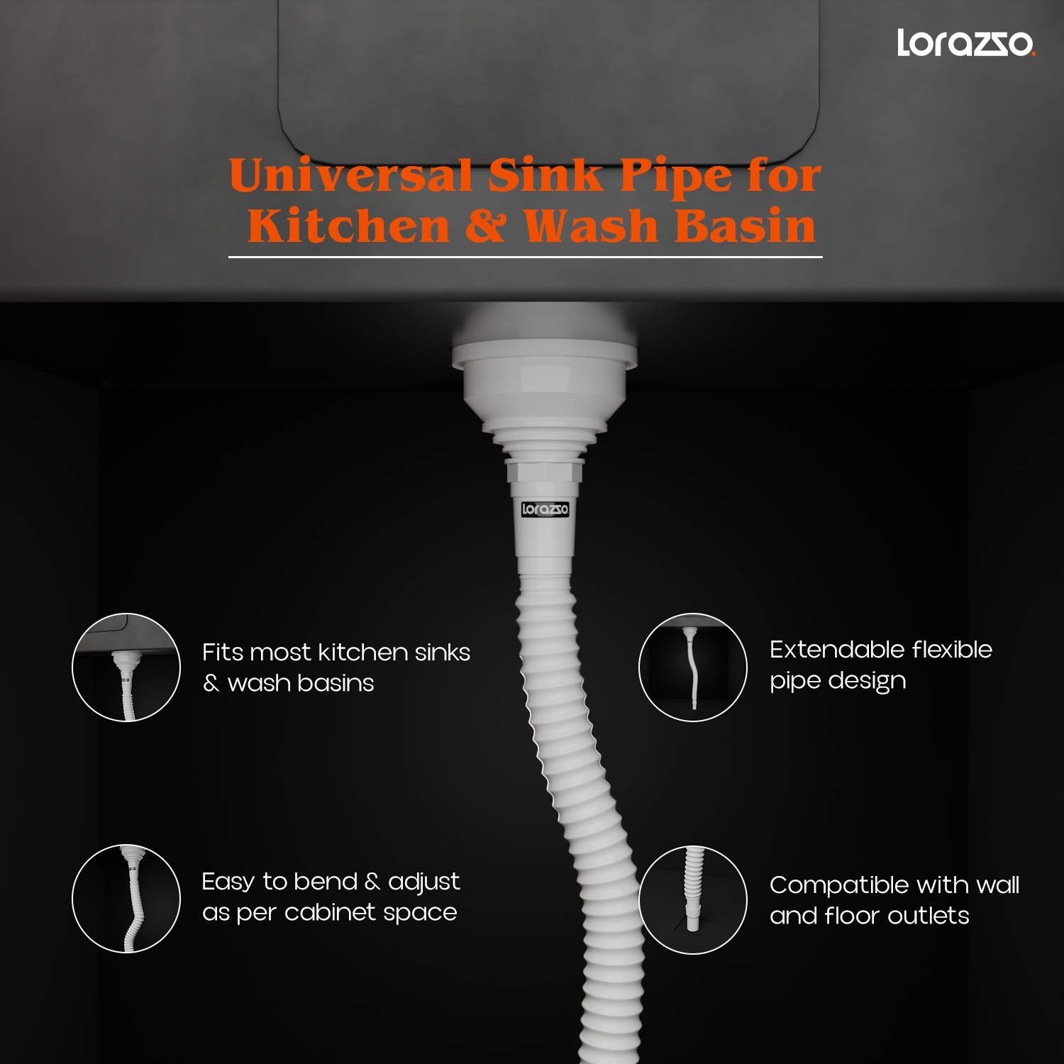 ABS Flexible Drain Pipe for Kitchen Sink