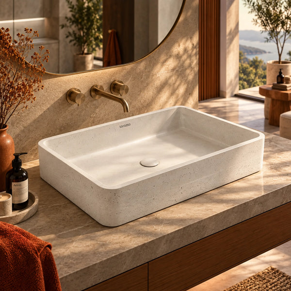 Terra Matte Stone Table Top Wash Basin (613x385x157 mm)