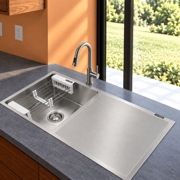 Lustr™ SS304 Kitchen Sink with Drainboard –  37 x 18 inches