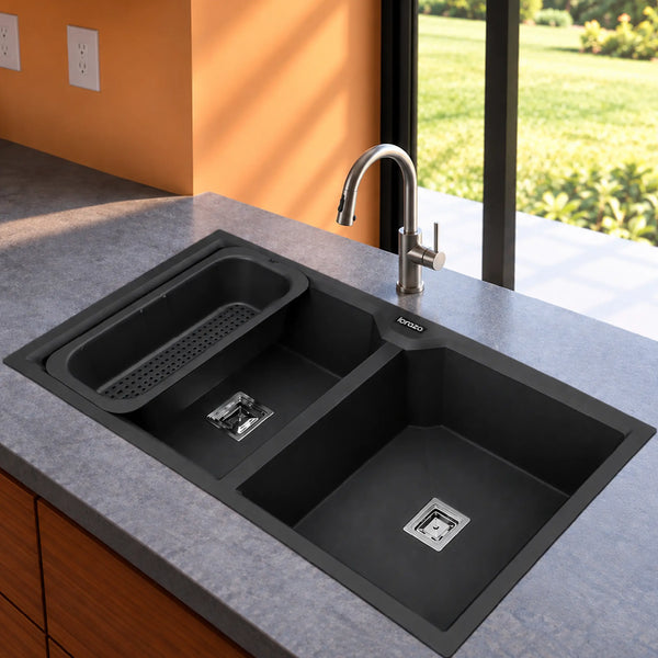 Quartz Double Bowl Kitchen Sink - 37X18 inches