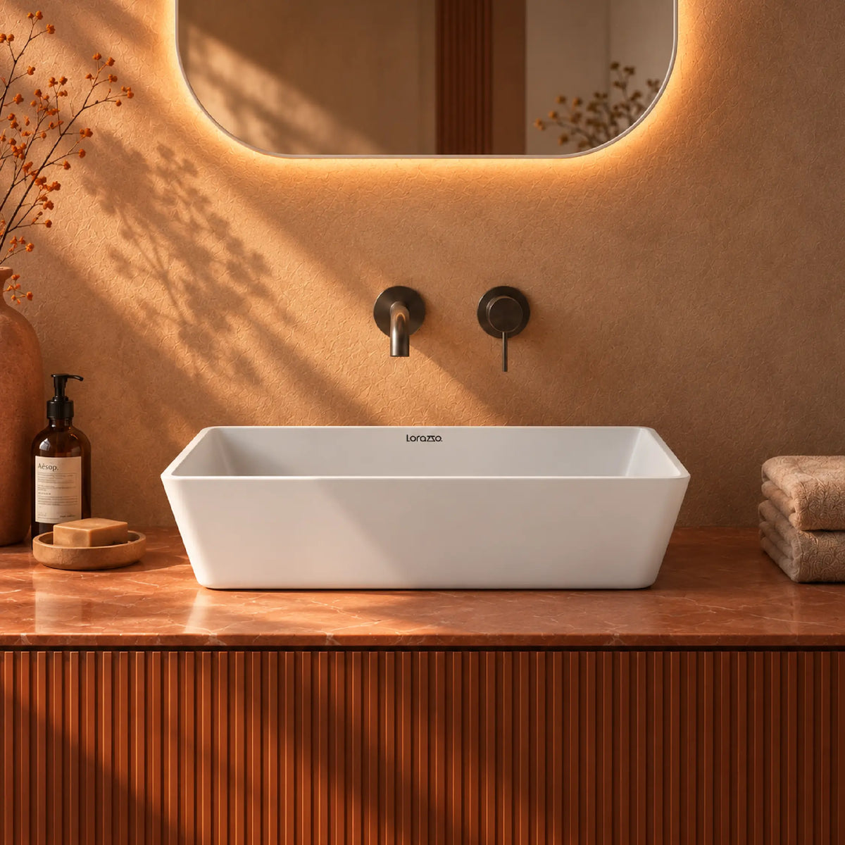 Bloc Table Top Wash Basin (24 × 14 × 5 inch)