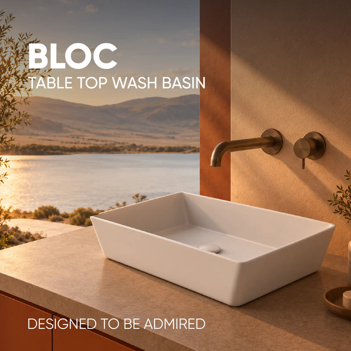 Bloc Table Top Wash Basin (24 × 14 × 5 inch)