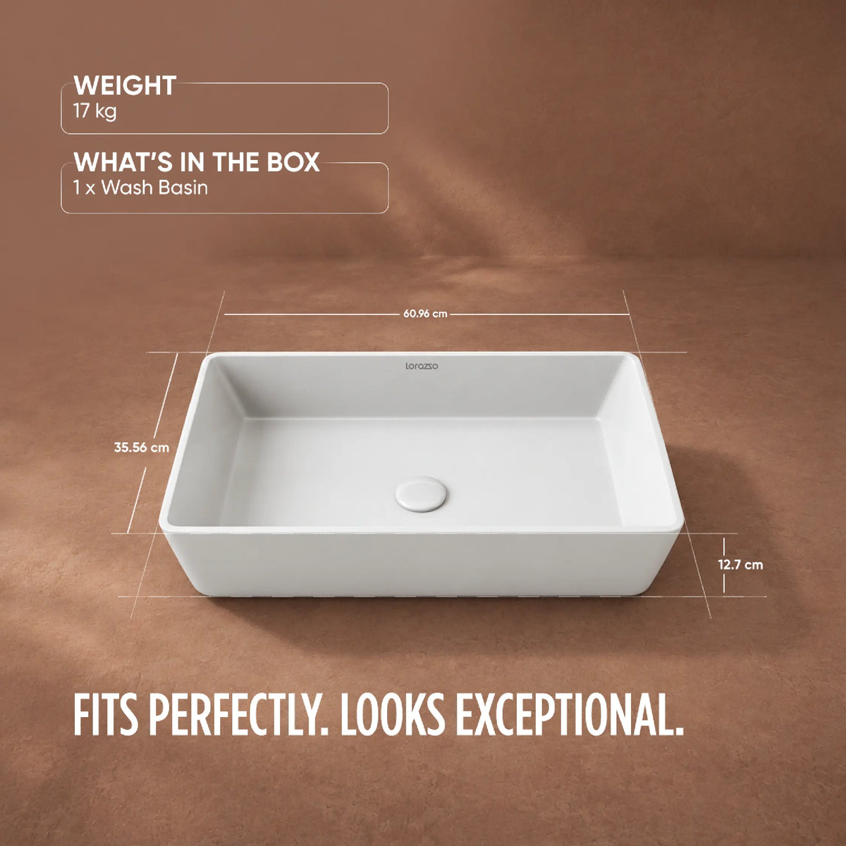 Bloc Table Top Wash Basin (24 × 14 × 5 inch)