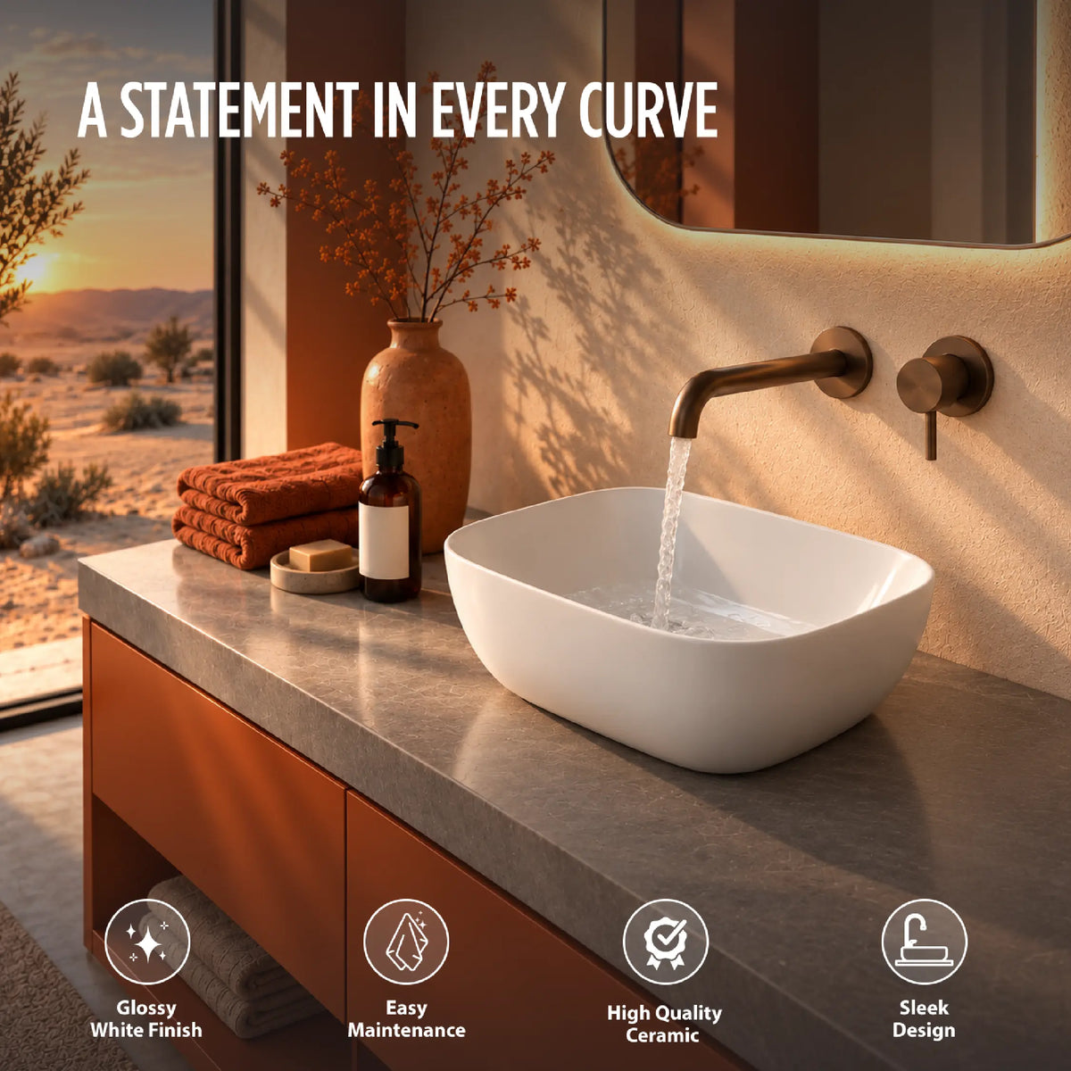 Cove Table Top Wash Basin (18 × 13 × 5 inch)