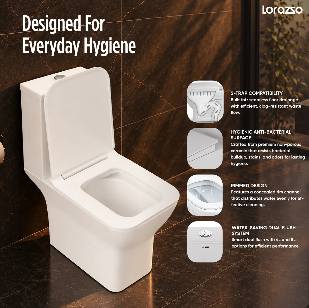 Tyrell One-Piece Commode - Boxrim & Siphonic