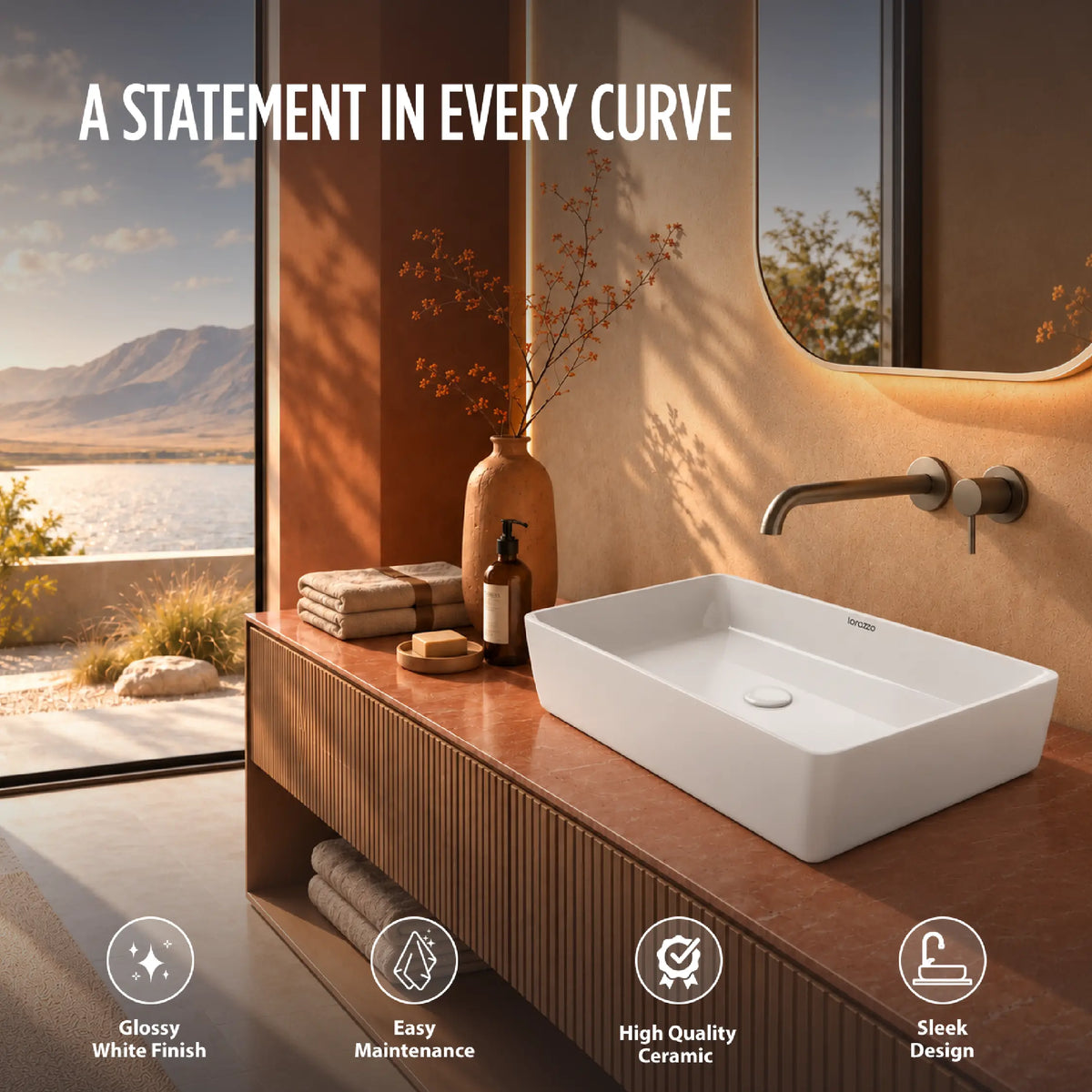 Vero Table Top Wash Basin (25x16x5 Inch)
