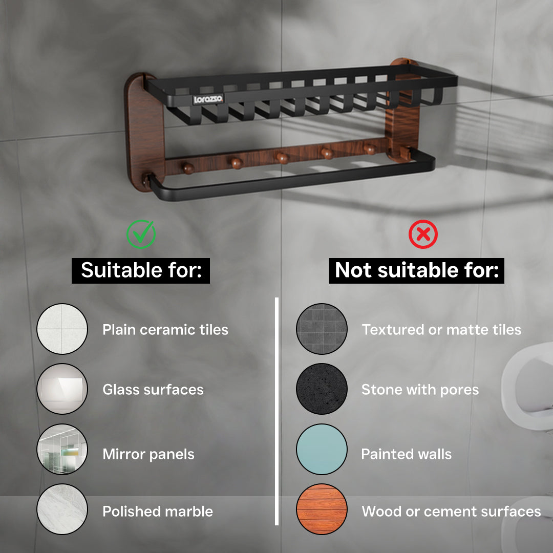 Self-Adhesive Towel Rack - 24 inch | Drill-Free Installation | Holds Up to 20 KG