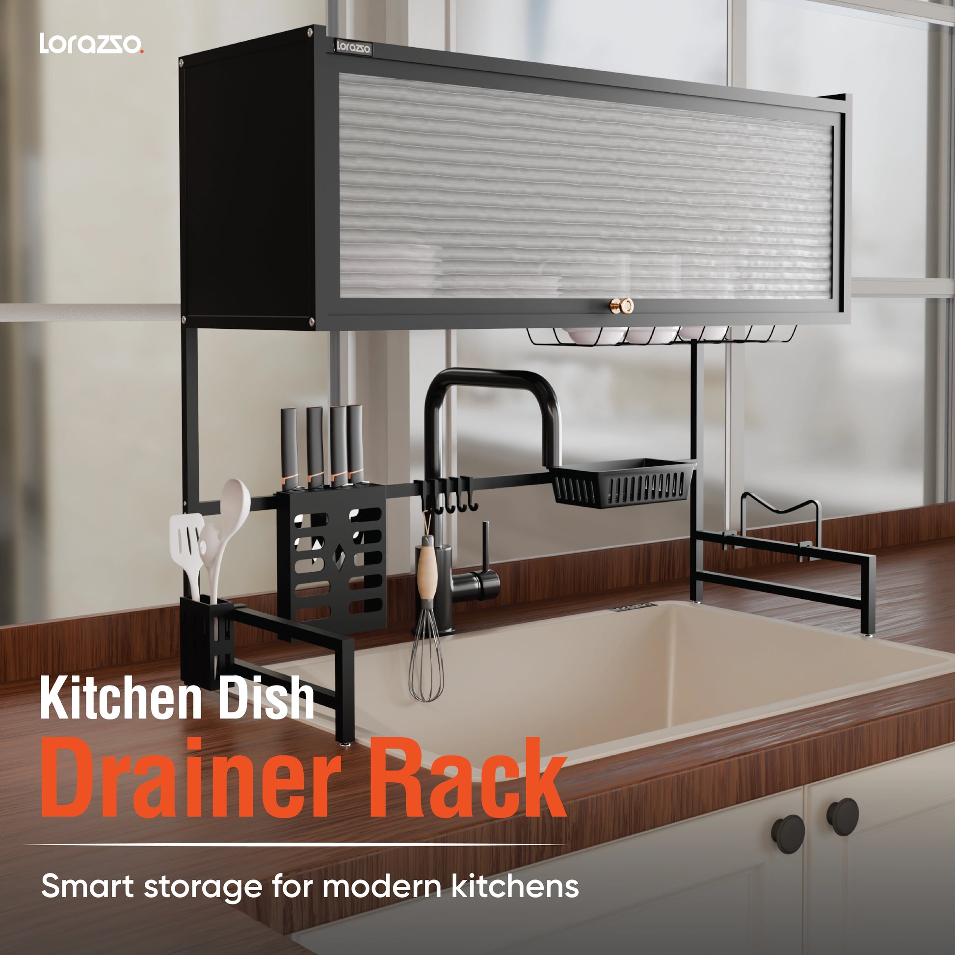 Kitchen Dish Drainer Rack – Matte Black