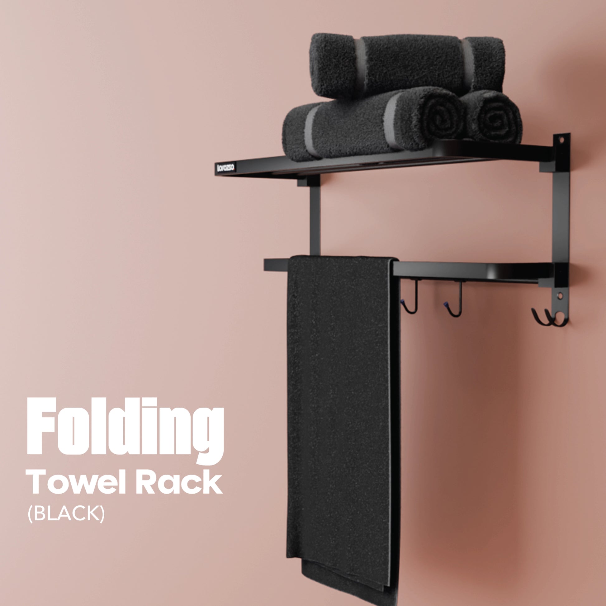 Folding Towel Rack – 24 Inch | Black Matte Finish