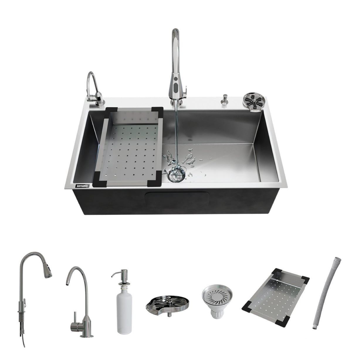 la Cuisine Contemporaine セット Lustr™ All-in-One Stainless Steel 304 Kitchen Sink - 30×18x9