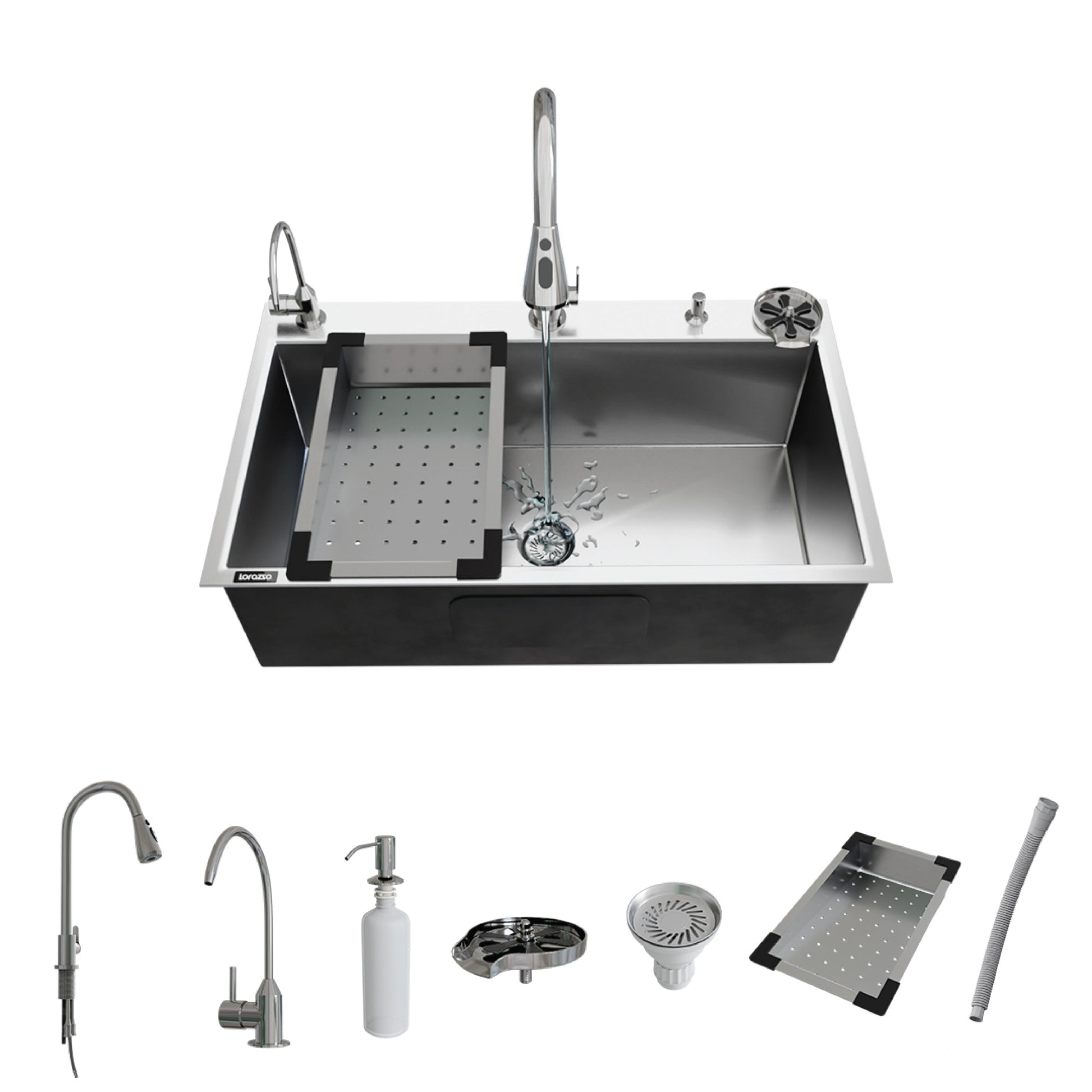 Lustr™ All-in-One Stainless Steel 304 Kitchen Sink - 30×18x9 Inches