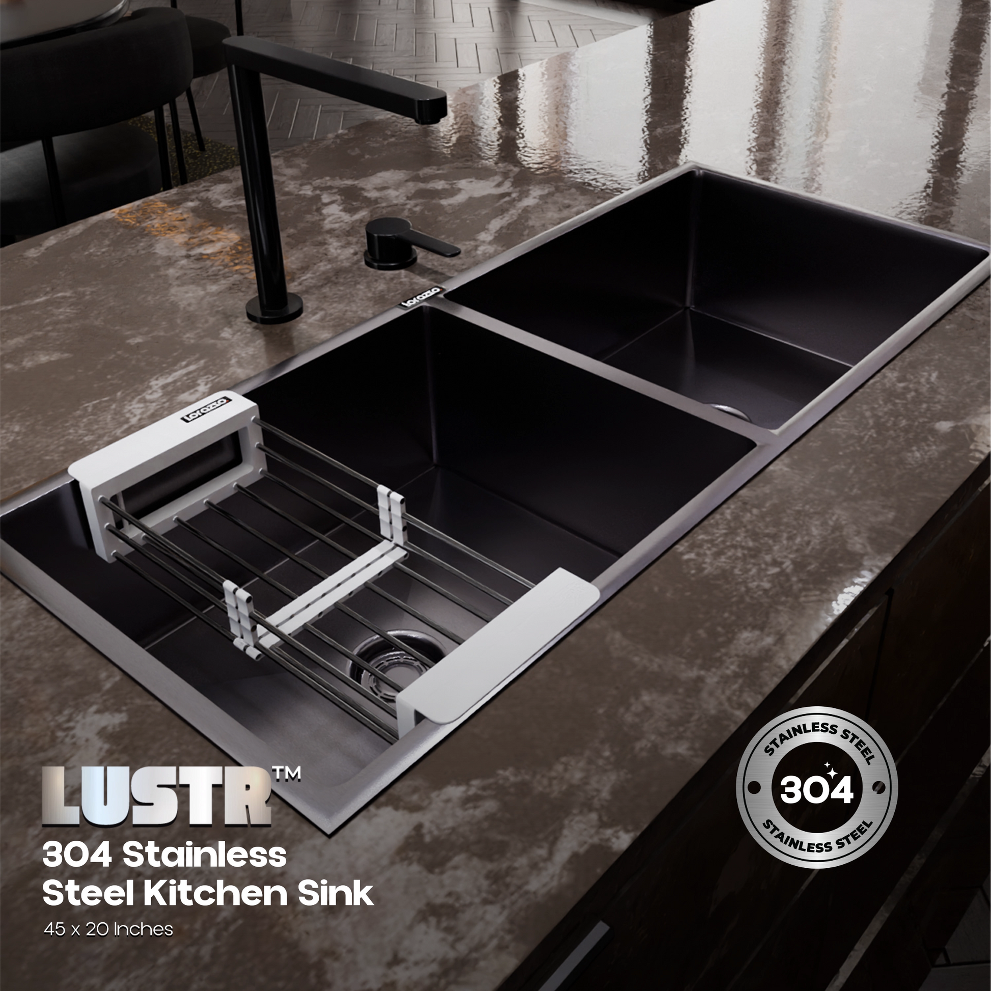 304 stainless sink for kitchen- Gun Metal Black