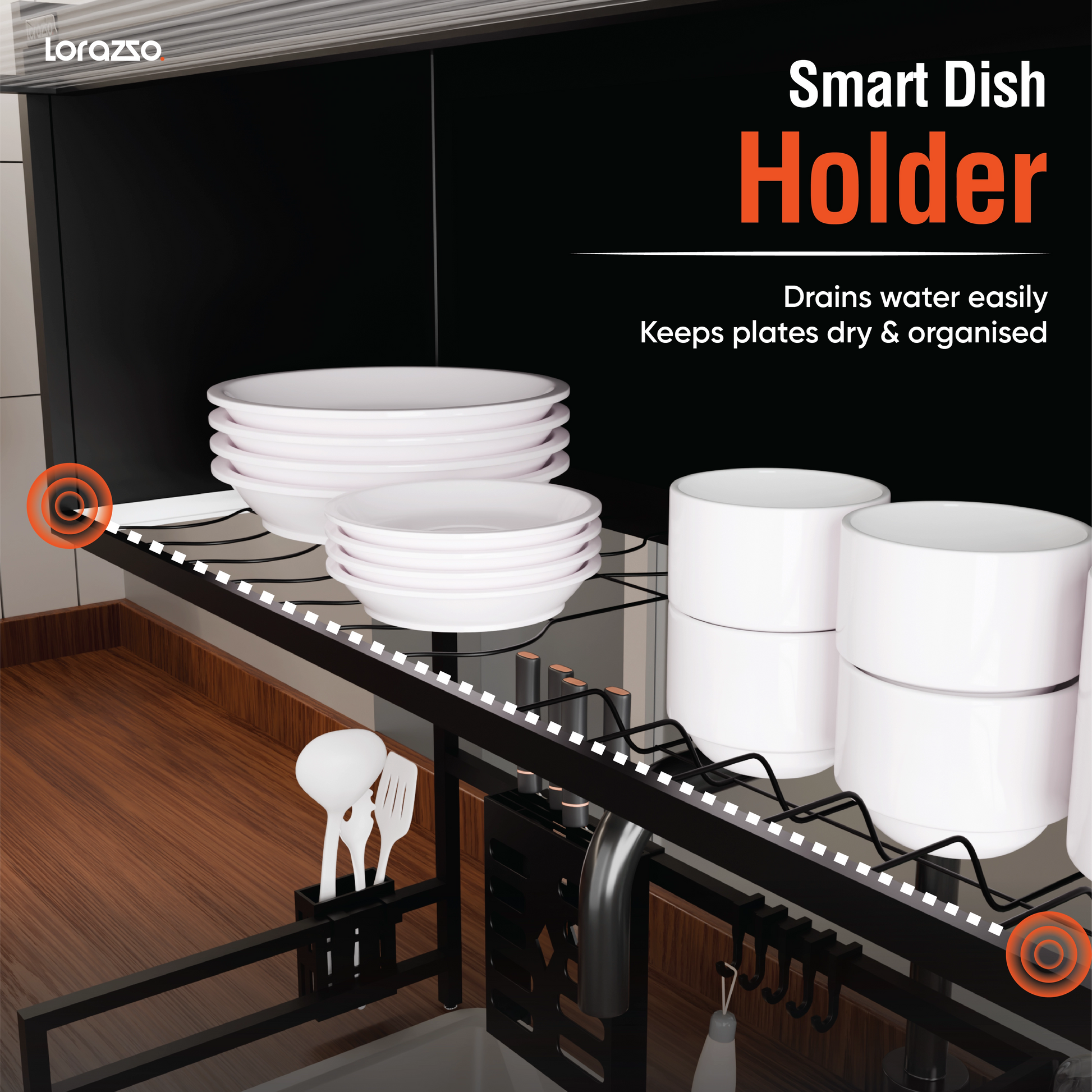 Kitchen Dish Drainer Rack – Matte Black