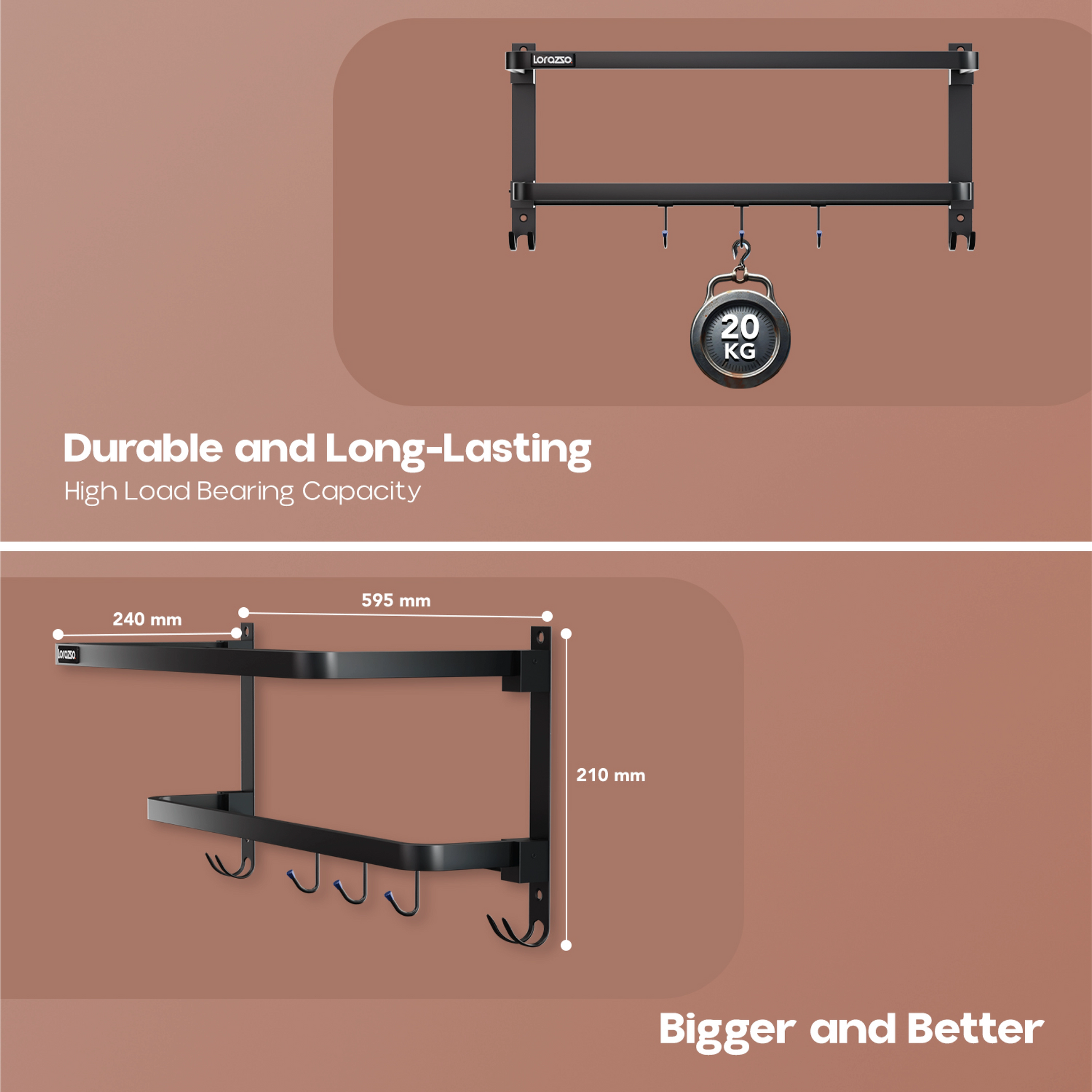 Folding Towel Rack – 24 Inch | Black Matte Finish
