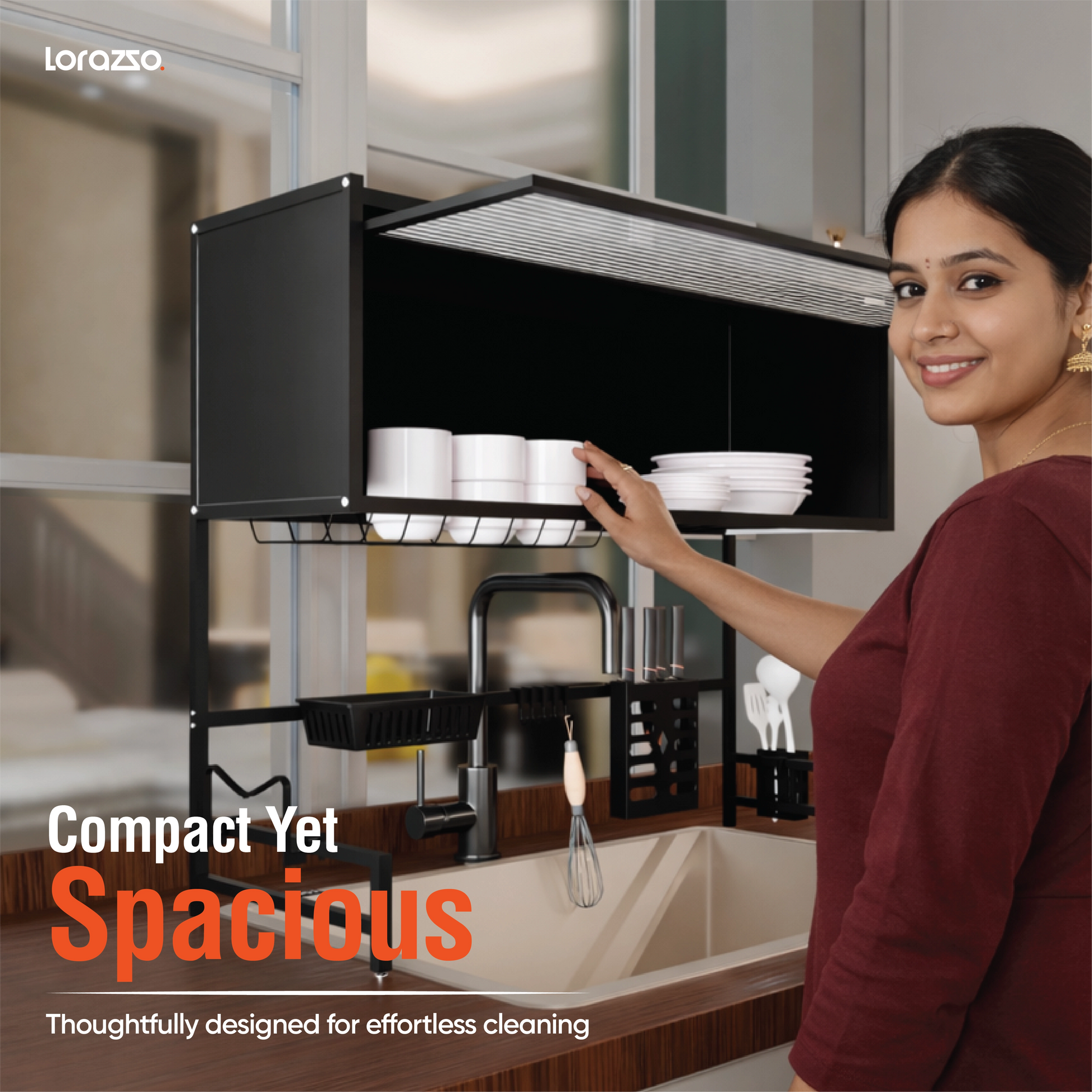 Kitchen Dish Drainer Rack – Matte Black