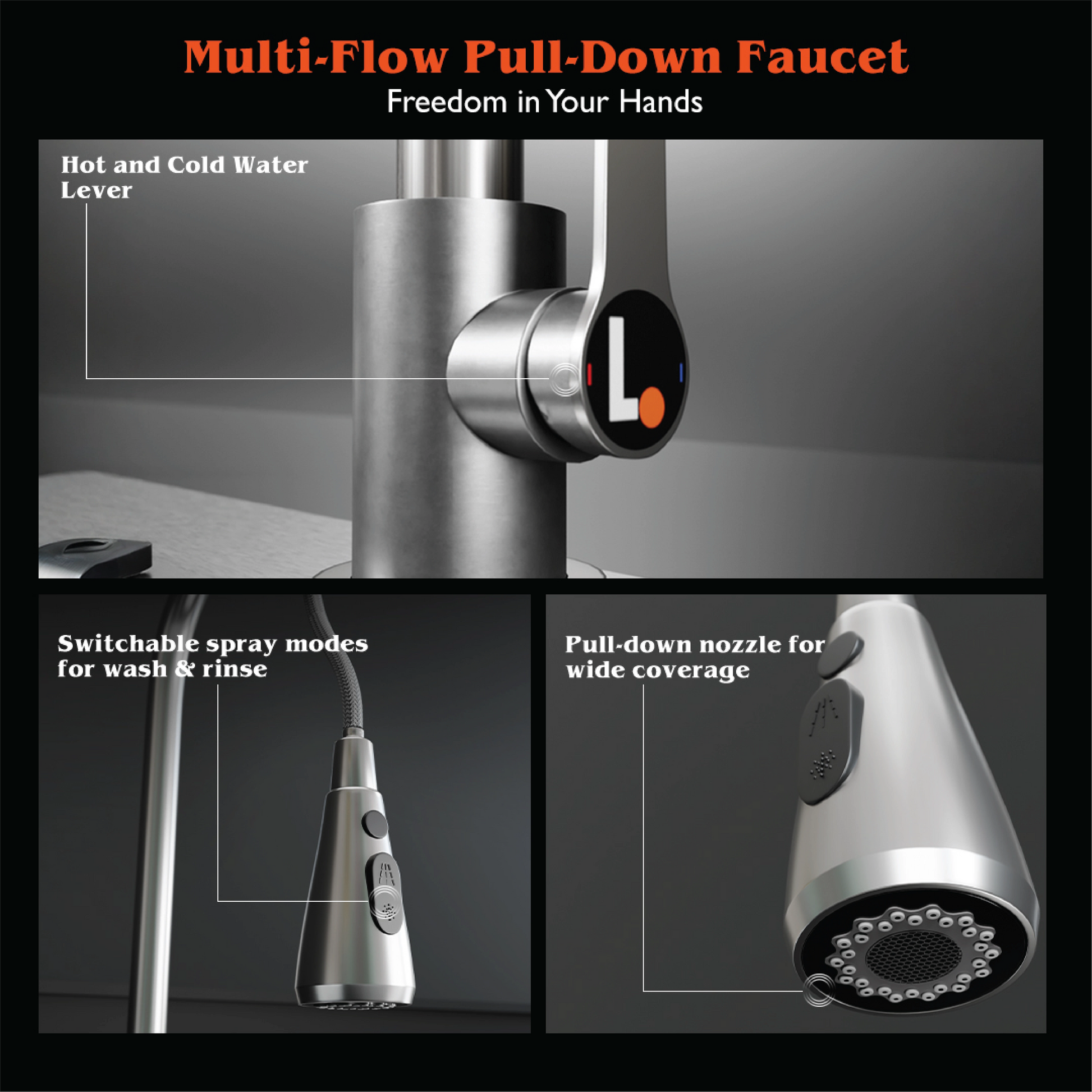 Lustr™ All-in-One Stainless Steel 304 Kitchen Sink - 30×18x9 Inches