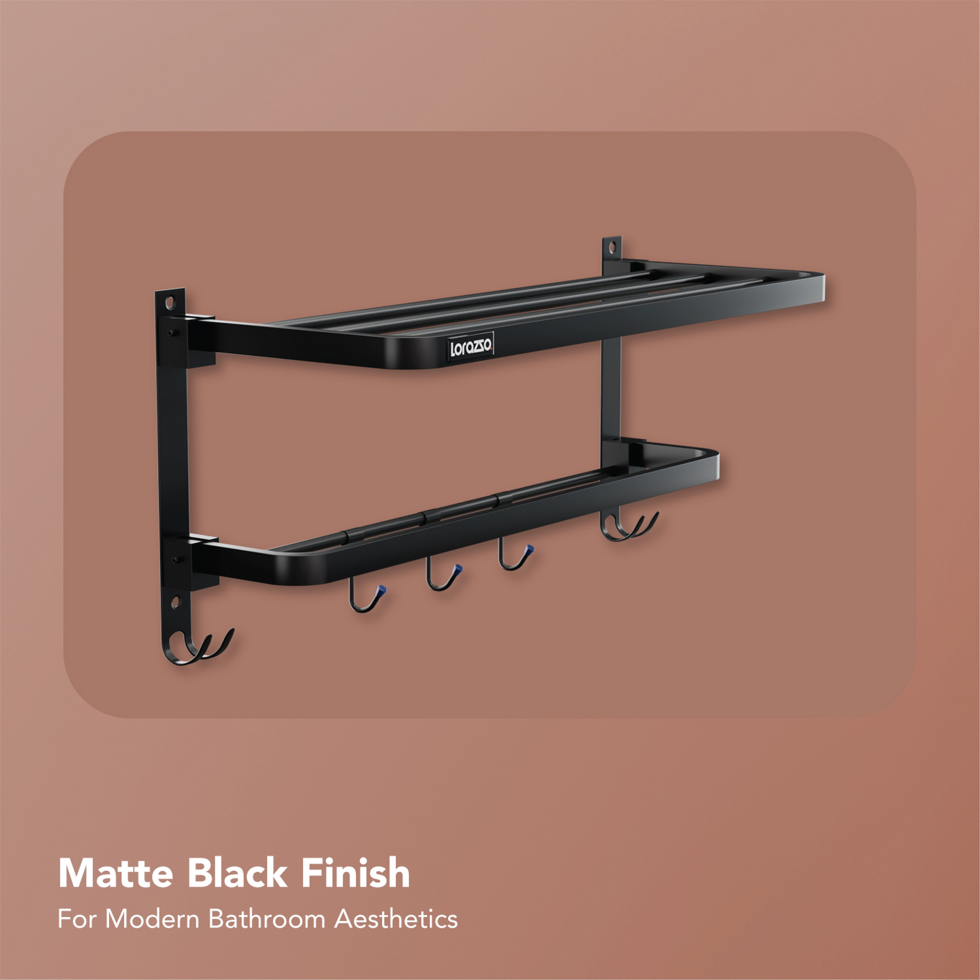 Folding Towel Rack – 24 Inch | Black Matte Finish
