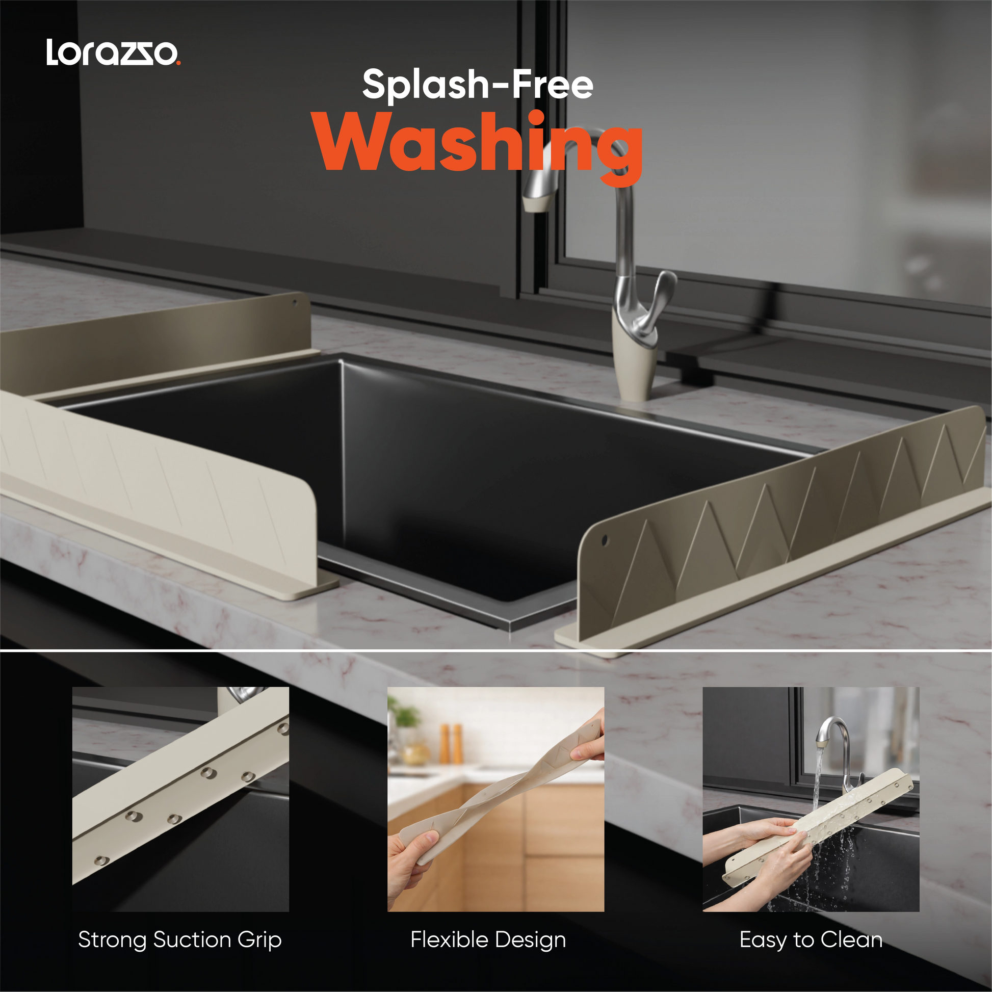 Splash Guard for Kitchen Sink – Strong Suction Grip & Water Splash Protection