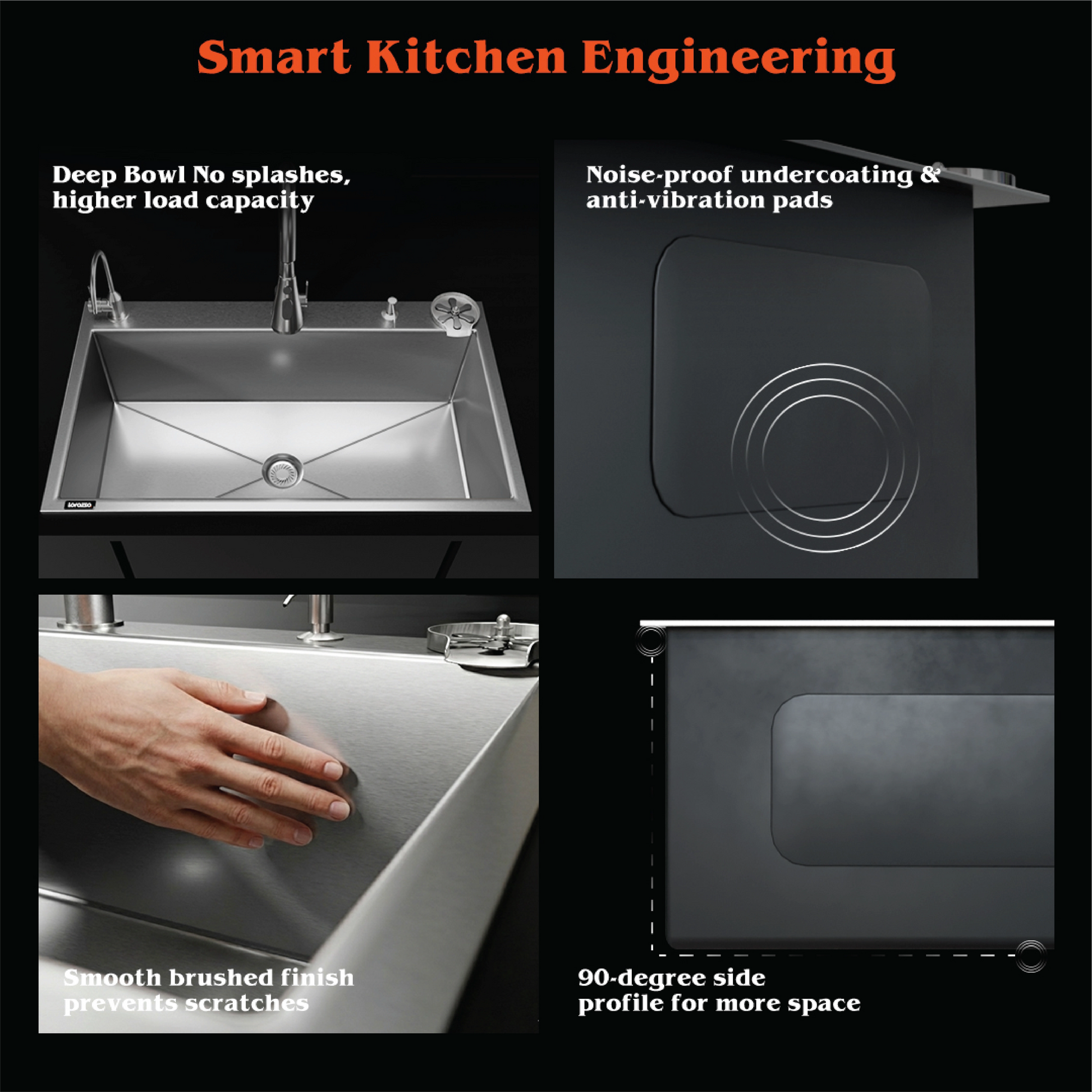 Lustr™ All-in-One Stainless Steel 304 Kitchen Sink - 30×18x9 Inches