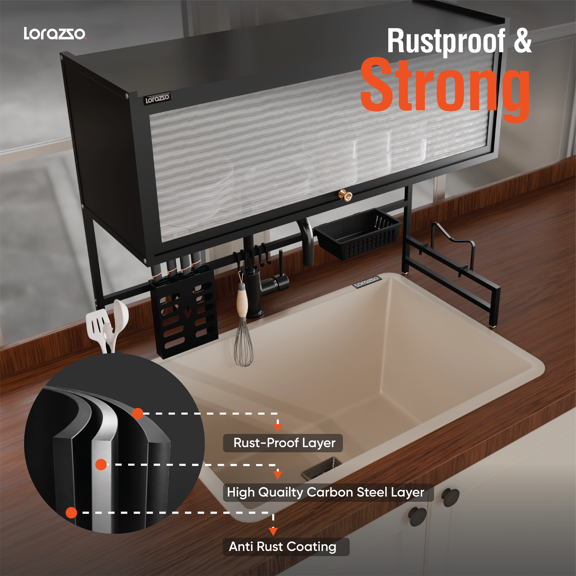 Kitchen Dish Drainer Rack – Matte Black