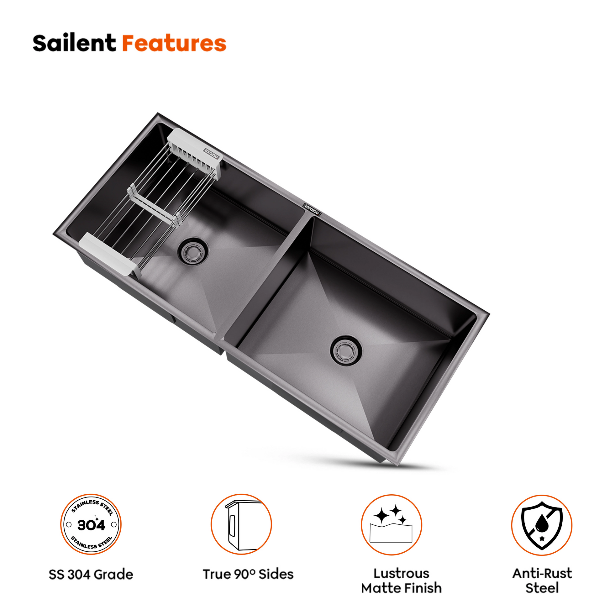 buy SS304 kitchen sink online- Gun Metal Black