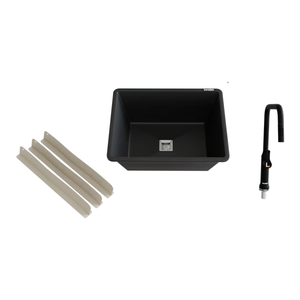Kitchen Wash Area Upgrade Combo – Quartz Sink, Faucet & Splash Guards hover