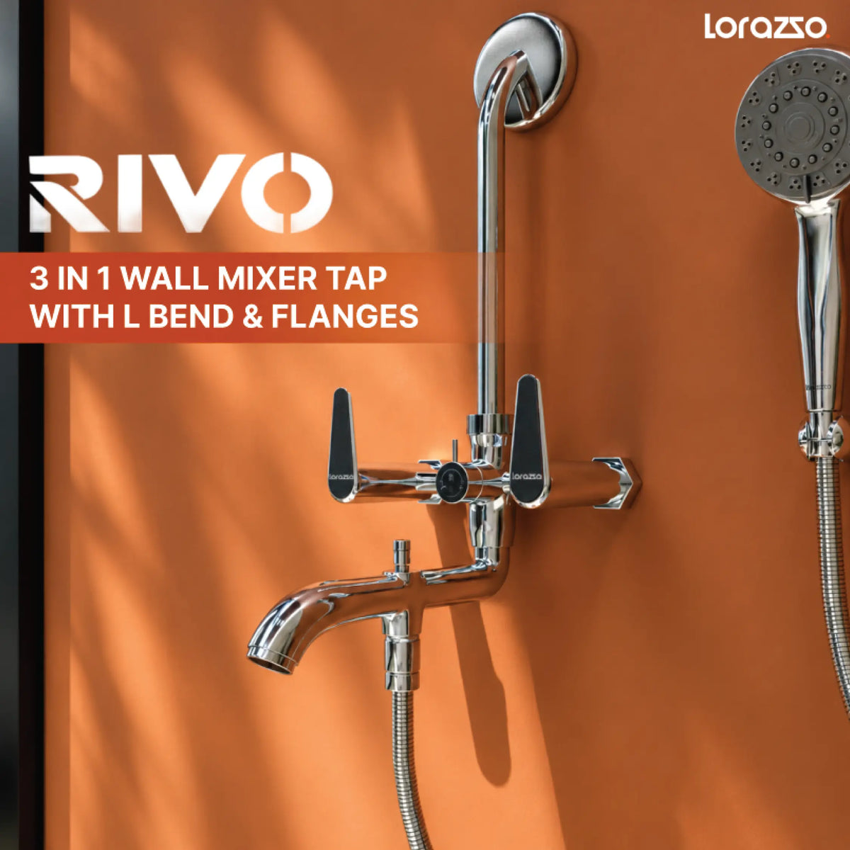 Rivo 3-in-1 Wall Mixer - Wall Mount Tap with L Bend and Flanges