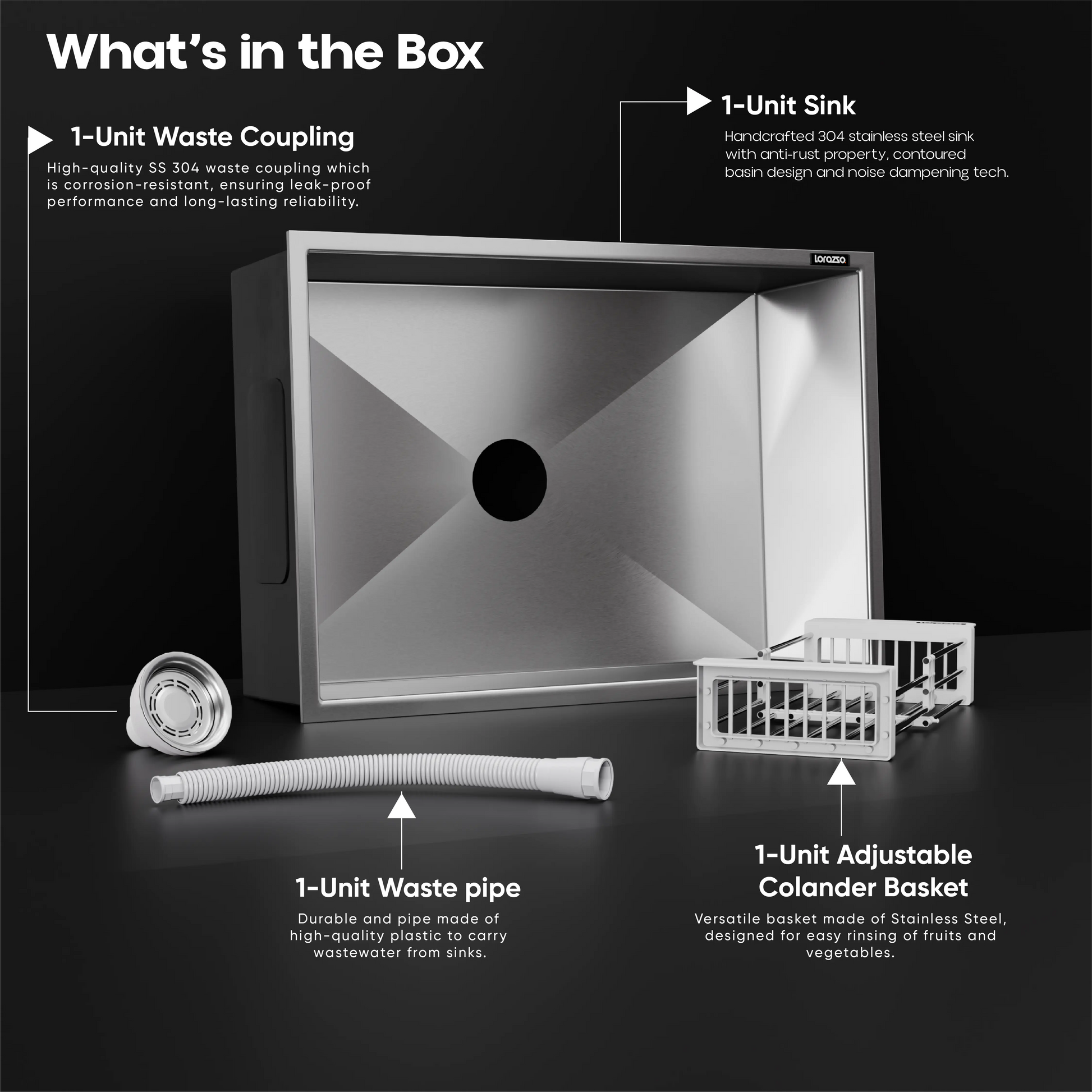 Lustr™ SS304 Kitchen Sink (32 x 18 inches)